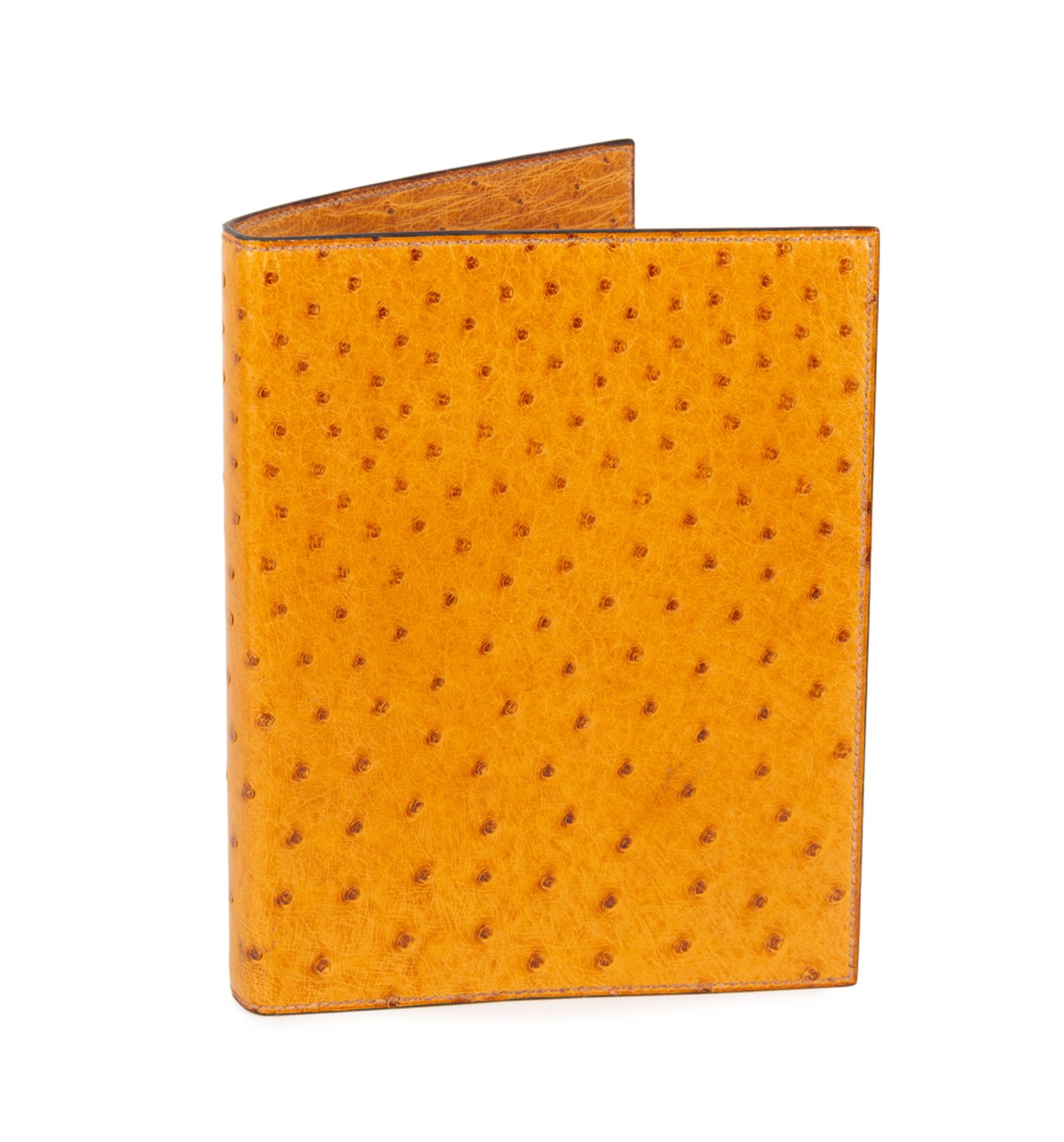Hermès, porte agenda en Autruche Gold, 23x18 cm: Hermès, porte agenda en Autruche Gold, 23x18 cm