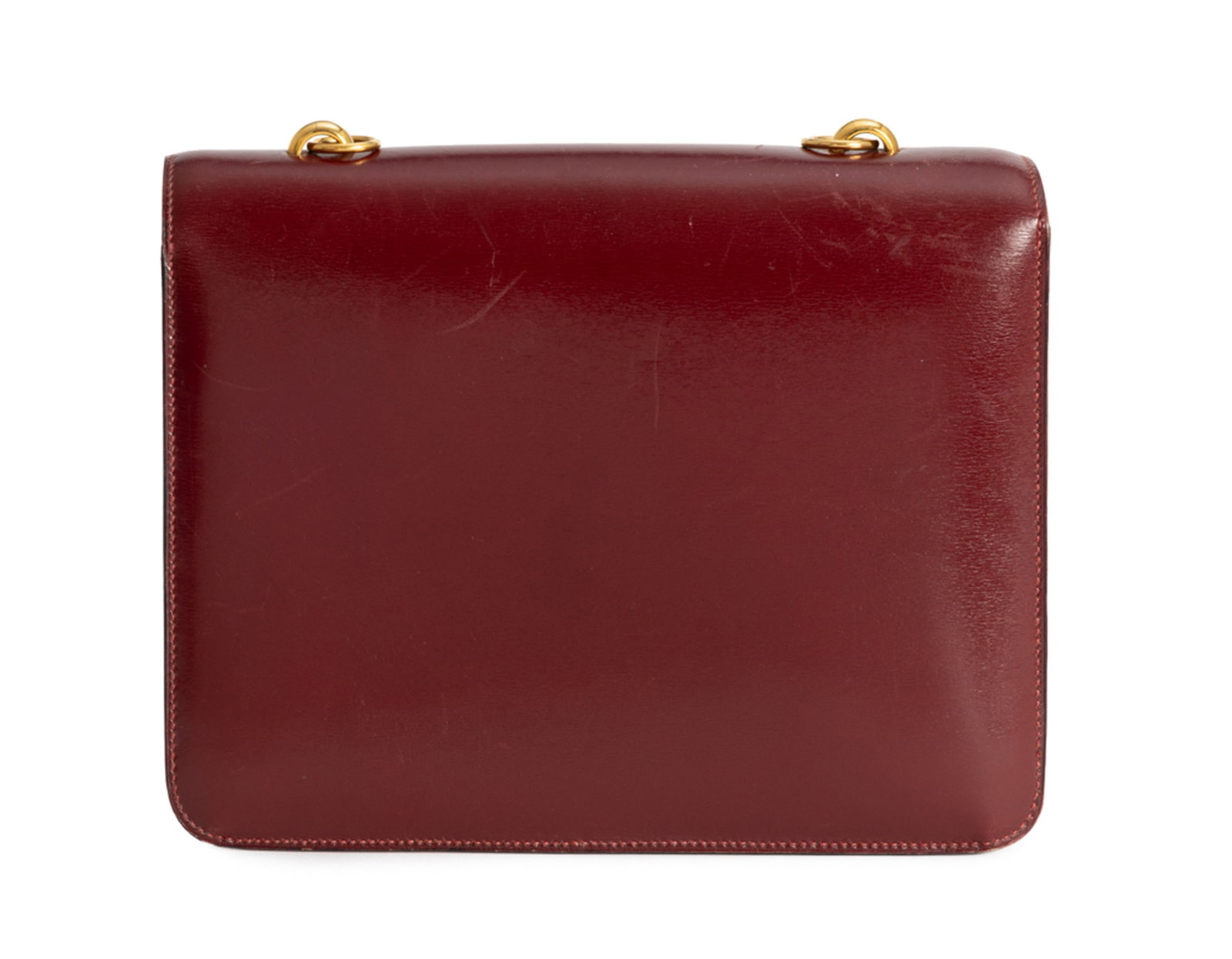 Hermès, sac Sandrine en cuir Box Rouge H, vintage, bijouterie plaquée or, sans bandouli - 2