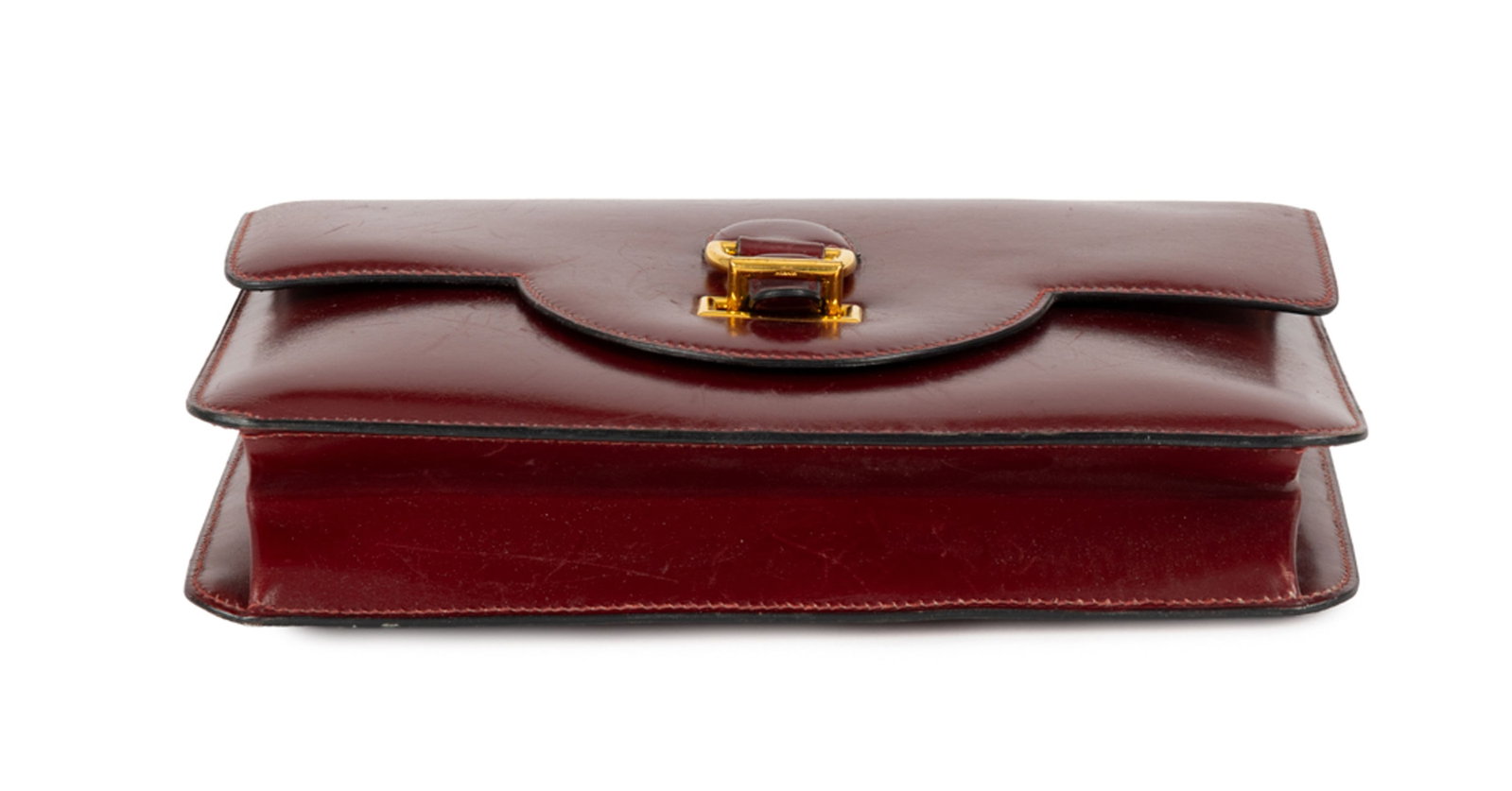 Hermès, sac Sandrine en cuir Box Rouge H, vintage, bijouterie plaquée or, sans bandouli - 3