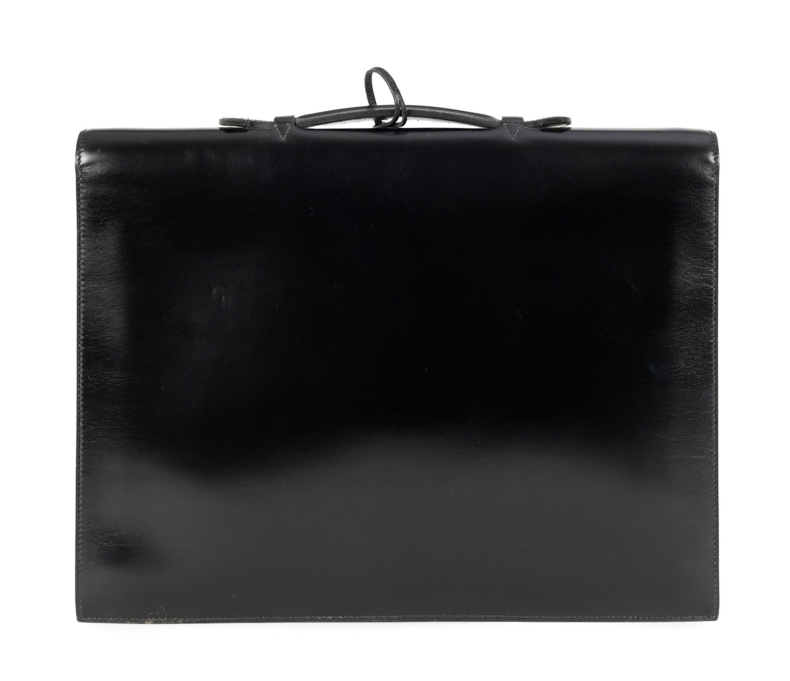 Hermès, sac à dépêches en cuir de box, année 1988, double soufflet, boucler - 2