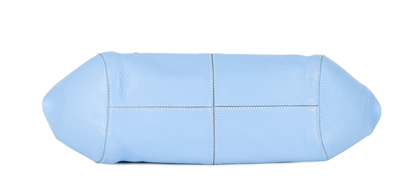 Tod’s, sac à main Baguette en cuir bleu ciel grainé, doubles anses, rabat à bou - 3