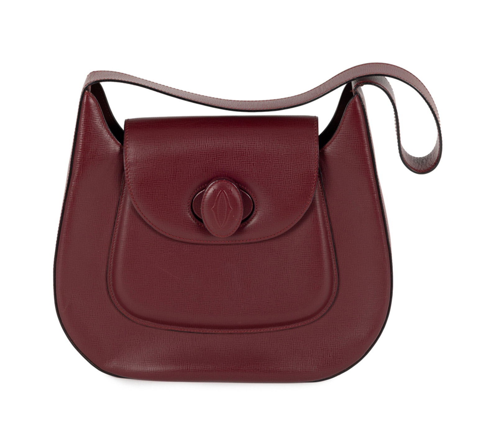Cartier, sac porté épaule Must de Cartier en cuir bordeaux, housse, 22x28 cm: Cartier, sac porté épaule Must de Cartier en cuir bordeaux, housse, 22x28 cm Condition Très bon état de conservation Peu porté Intérieur propre