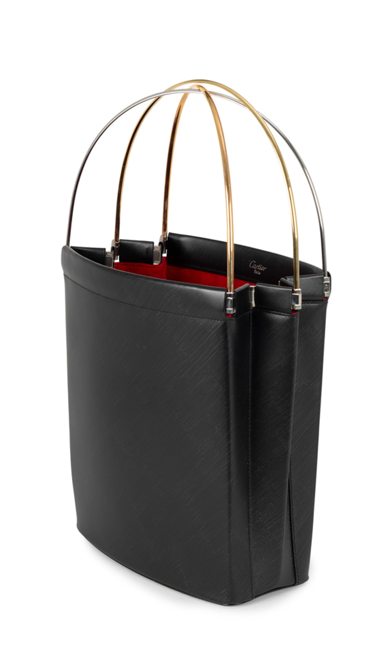 Cartier, sac Trinity en cuir de veau noir à l'effet brossé, fermeture articulée, anse - 3