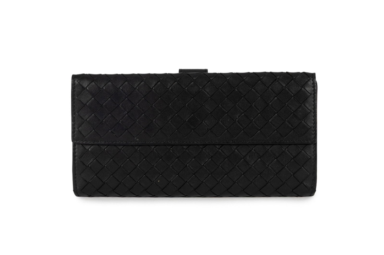 Bottega Veneta, portefeuille en cuir intrecciato nappa, un coté avec petit rabat, l'autre avec : Bottega Veneta, portefeuille en cuir intrecciato nappa, un coté avec petit rabat, l'autre avec fermoir à courroie avec porte-cartes et portefeuilles, 10x19 cm Condition Très bon