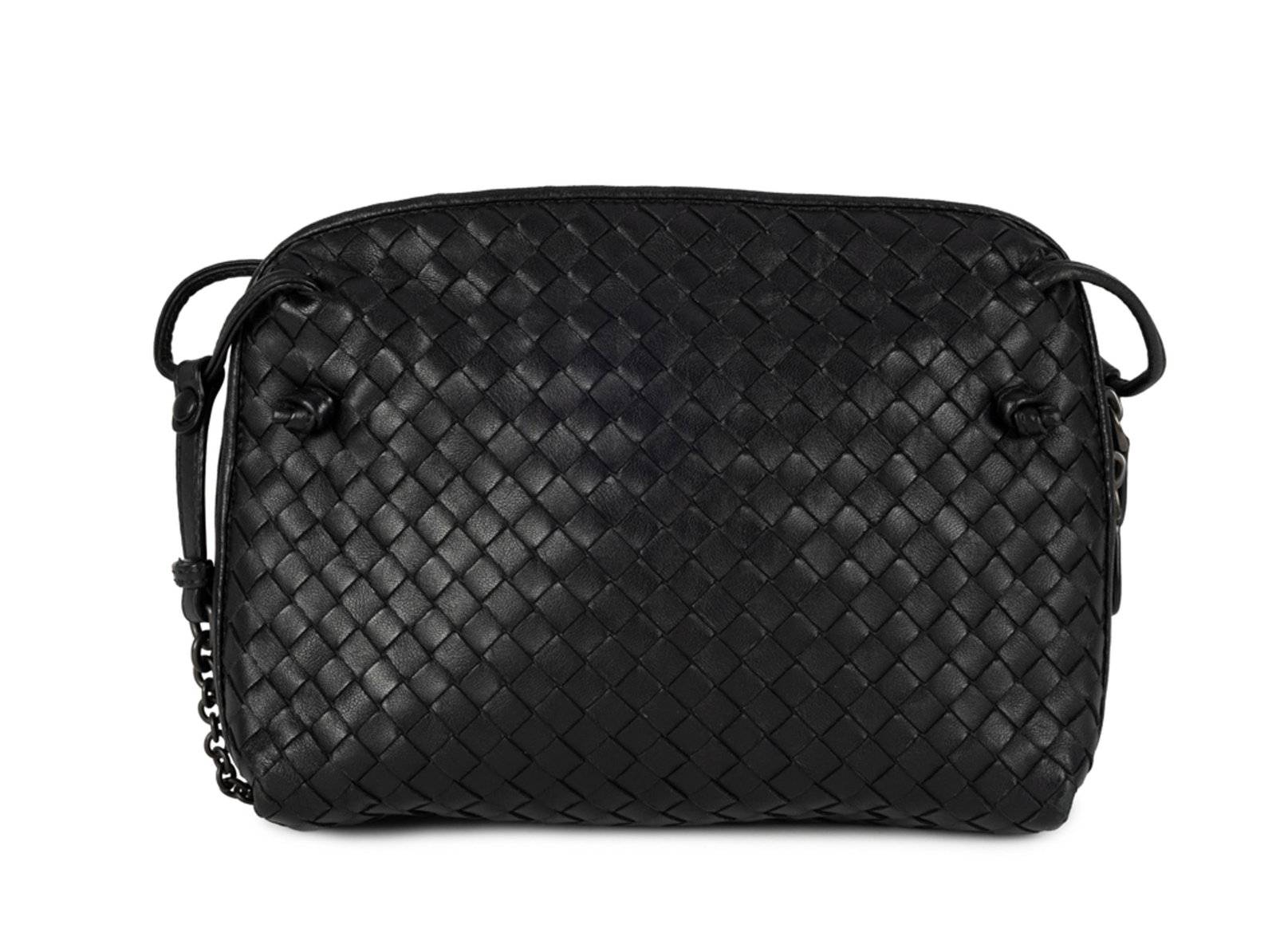 Bottega Veneta, sac Nodini en cuir noir tressé Intrecciato, double fermeture zippée et ban - 2