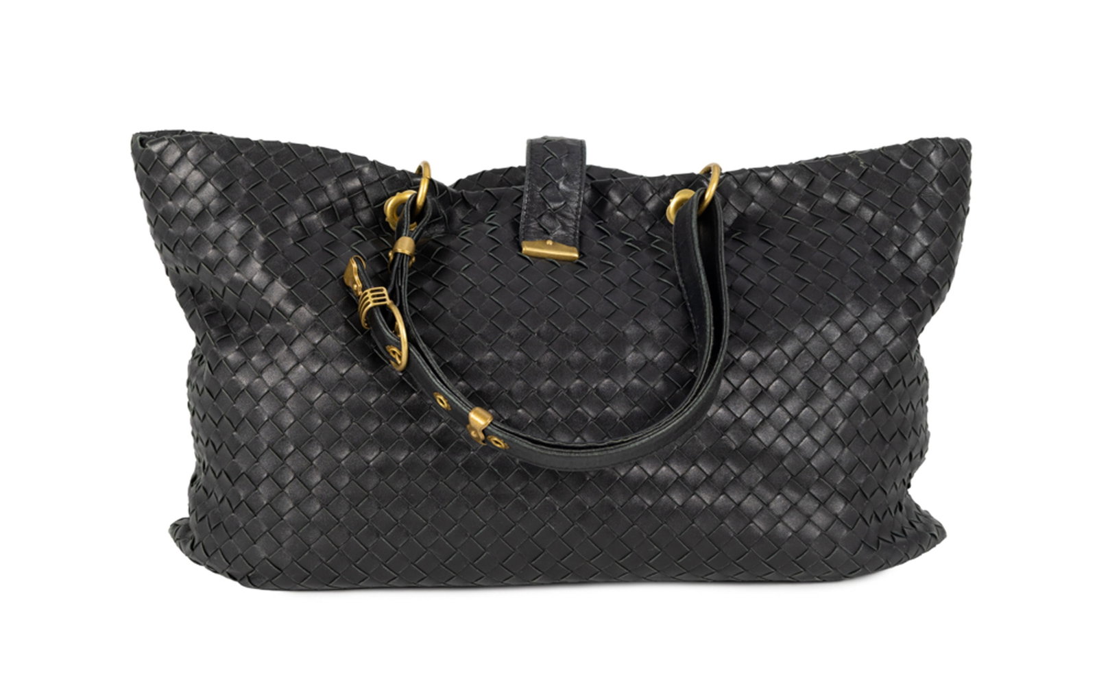 Bottega Veneta, grand sac Capri en cuir nappa noir tressé Intrecciato, garnitures en métal - 2