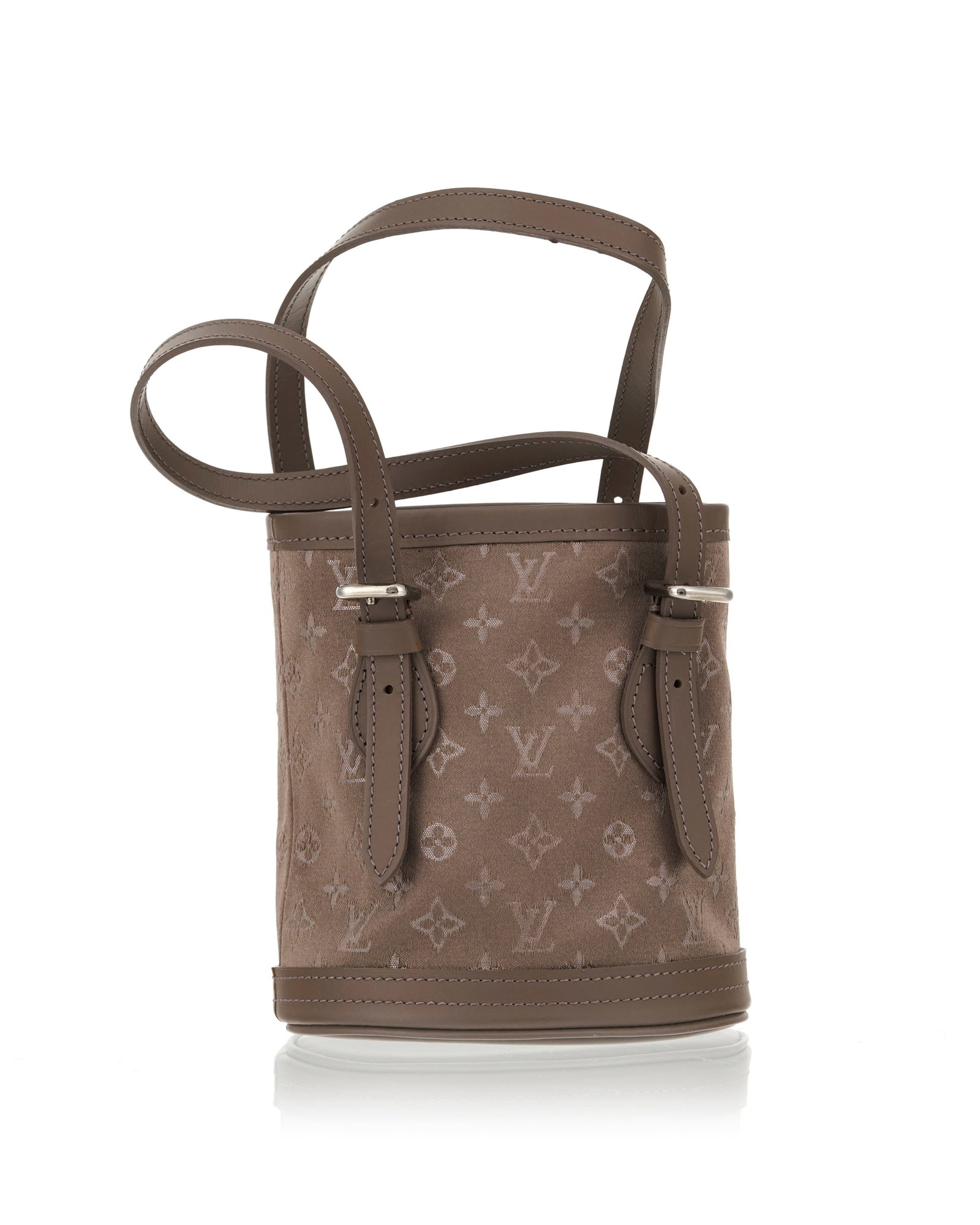 Louis Vuitton, sac Petit Bucket PM en toile Monogram Mini Lin taupe et cuir assorti, doubles anses r - 2