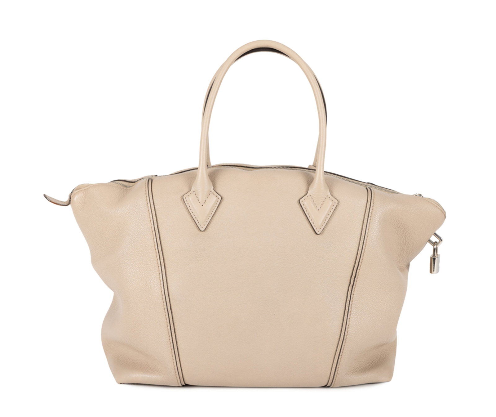 Louis Vuitton, sac Soft Lockit MM en cuir de veau Cachemire Galet, garnitures en métal couleur  - 2