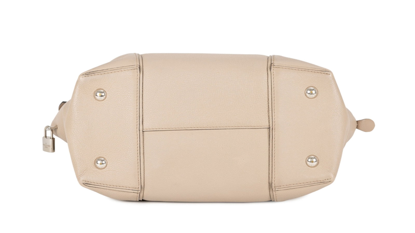 Louis Vuitton, sac Soft Lockit MM en cuir de veau Cachemire Galet, garnitures en métal couleur  - 5