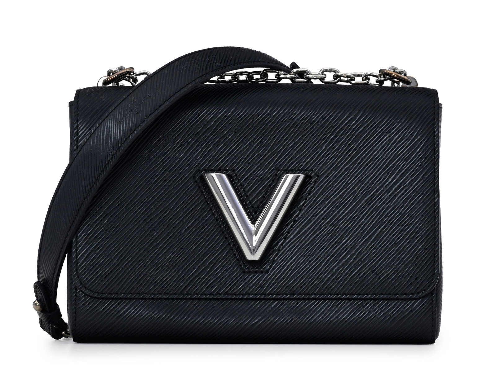 Louis Vuitton, sac Twist en cuir épi noir, fermoir en métal couleur argent, bandouliè - 2