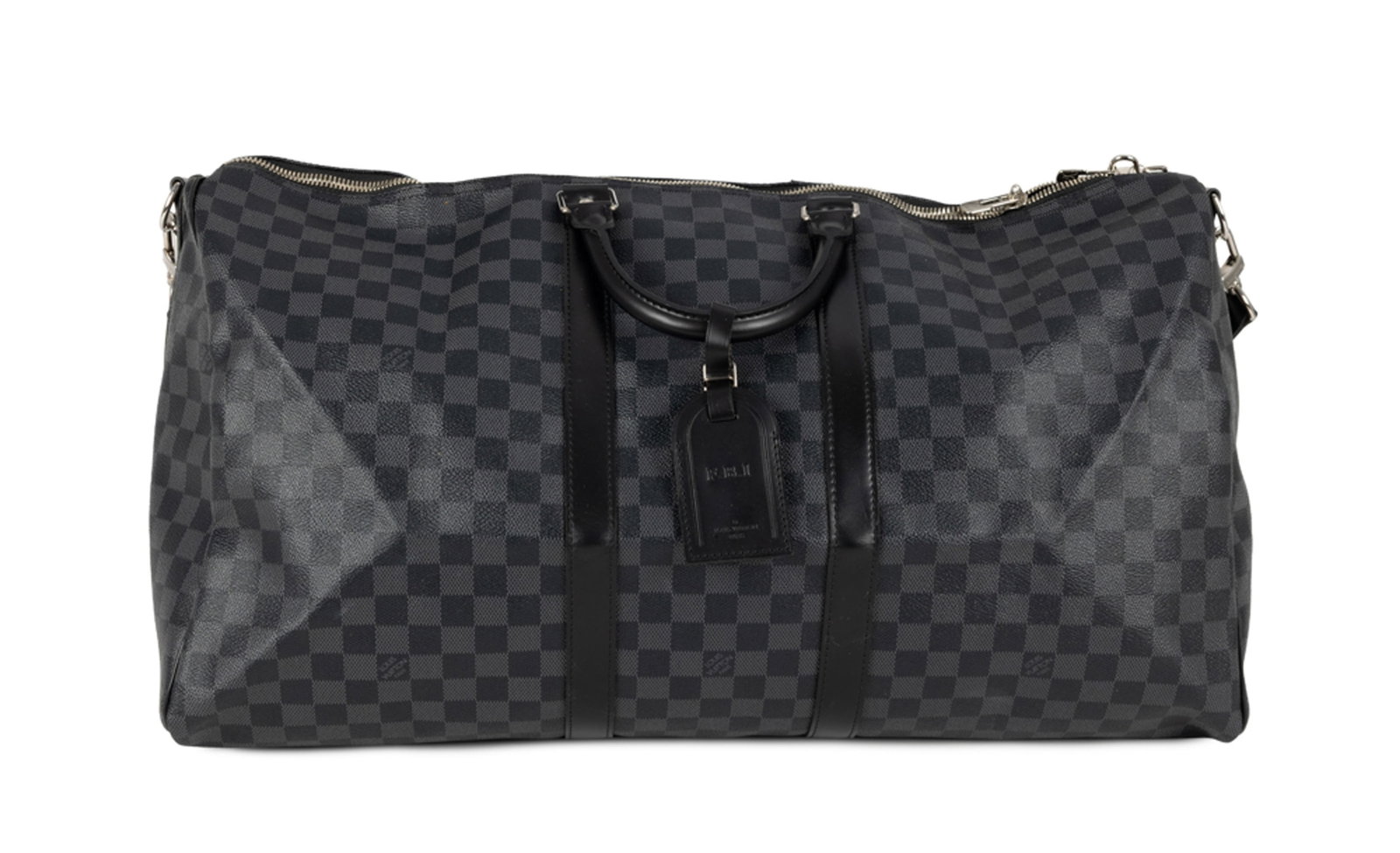 Louis Vuitton, sac Keepall 55 en toile toile enduite Damier Graphite et cuir noir lisse, bandouli - 2
