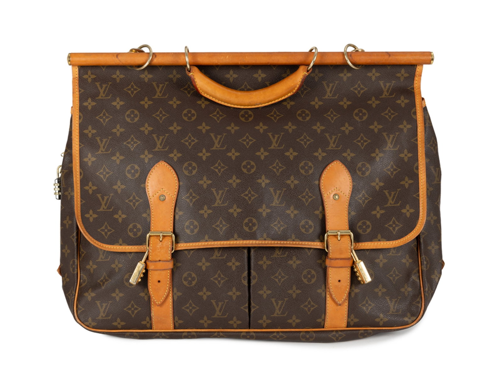 Louis Vuitton, sac Chasse en toile Monogram et cuir naturel, garnitures en métal doré, poi - 2