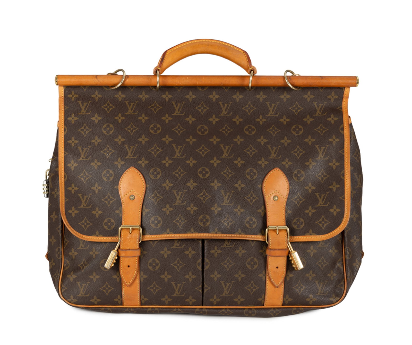 Louis Vuitton, sac Chasse en toile Monogram et cuir naturel, garnitures en métal doré, poi - 4