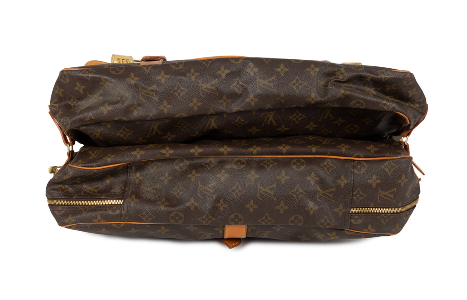 Louis Vuitton, sac Chasse en toile Monogram et cuir naturel, garnitures en métal doré, poi - 5