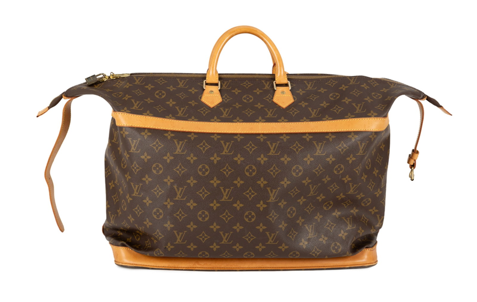 Louis Vuitton, sac de voyage Steamer en toile Monogram et cuir naturel, garnitures en métal dor - 5
