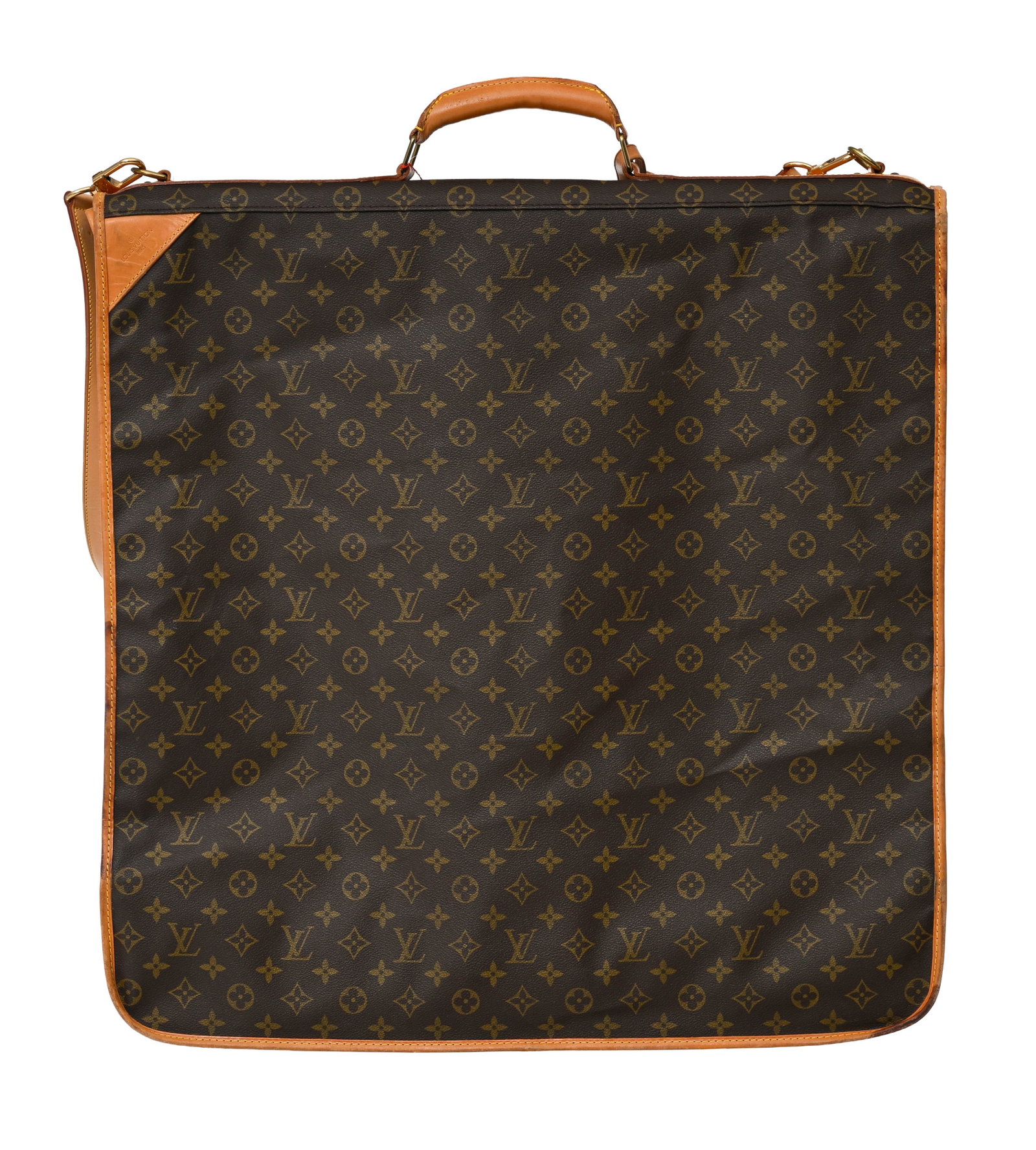 Louis Vuitton, porte habits 3 cintres en toile enduite Monogram et cuir naturel, made in USA, 60x60  - 3