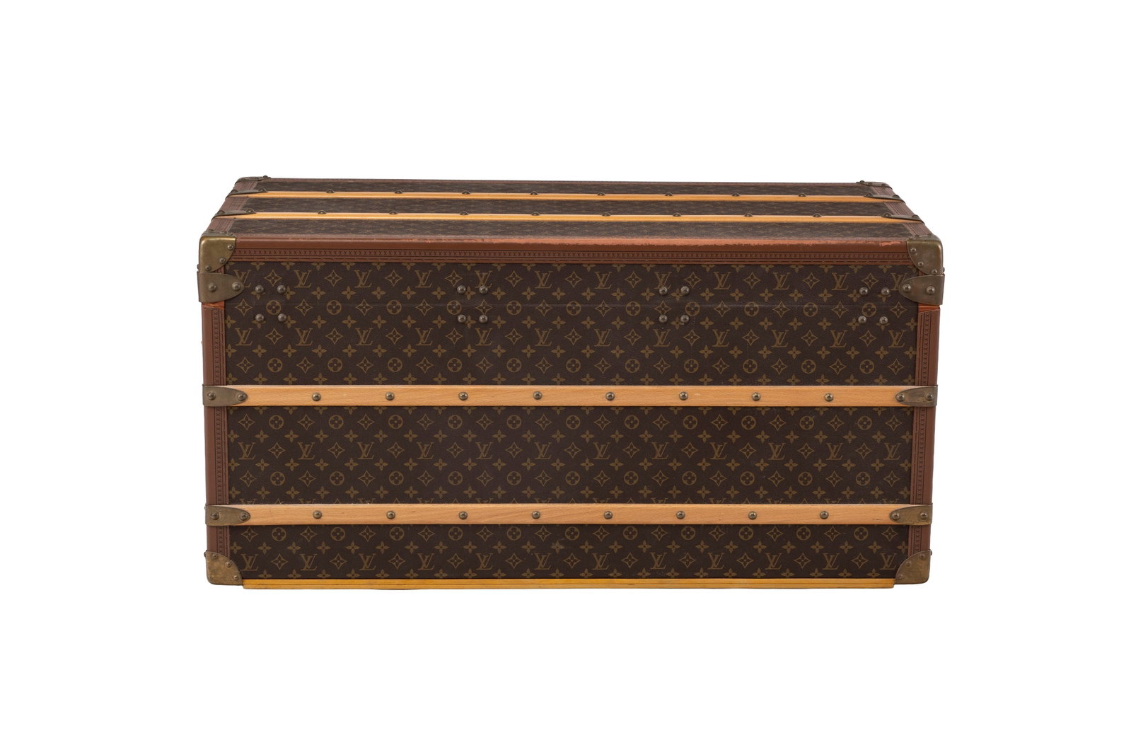 Louis Vuitton, malle Courier en toile enduite Monogram, cornières en lozine, équerres, coi - 5