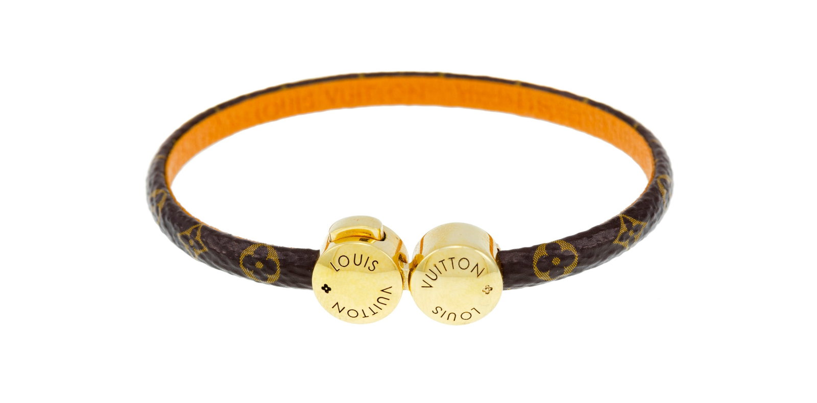 Louis Vuitton, bracelet Historic Mini Monogram en toile enduite et doublure cuir, boucle en mét: Louis Vuitton, bracelet Historic Mini Monogram en toile enduite et doublure cuir, boucle en métal doré, diam. 6 cm, long. 17 cm Condition Bon état de conservation