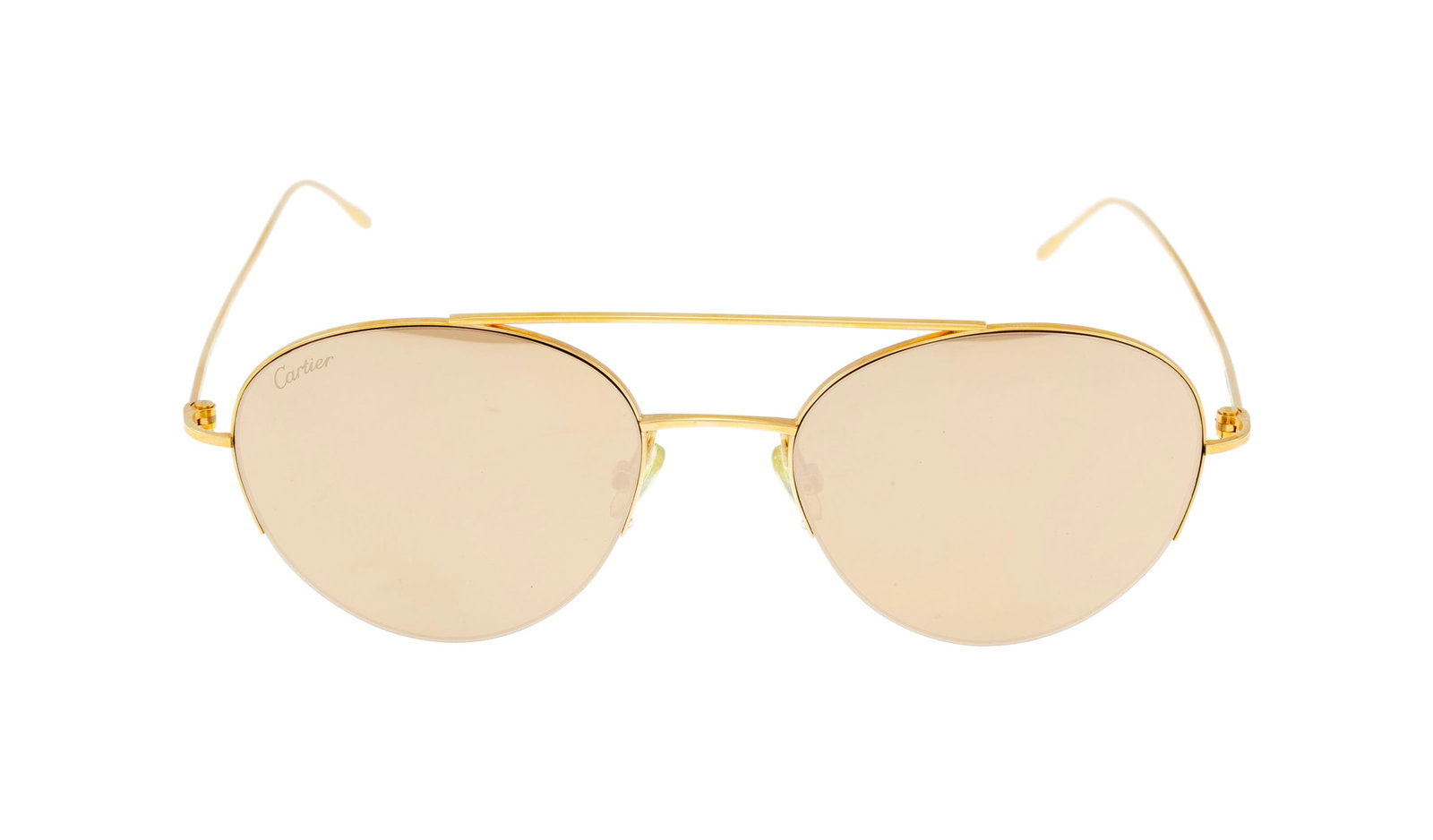 Cartier, paire de lunettes de soleil “Santos Precious”, monture en or jaune 750, à  - 2