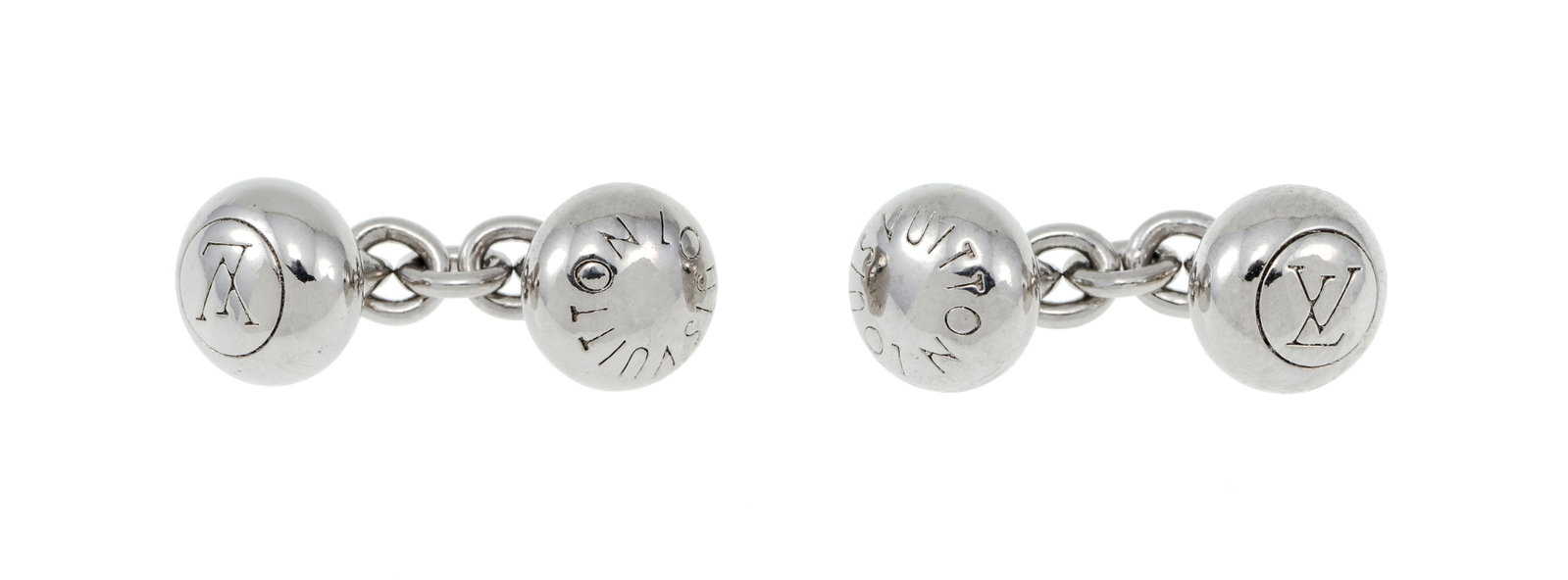 Louis Vuitton, paire de boutons de manchette en métal: Louis Vuitton, paire de boutons de manchette en métal