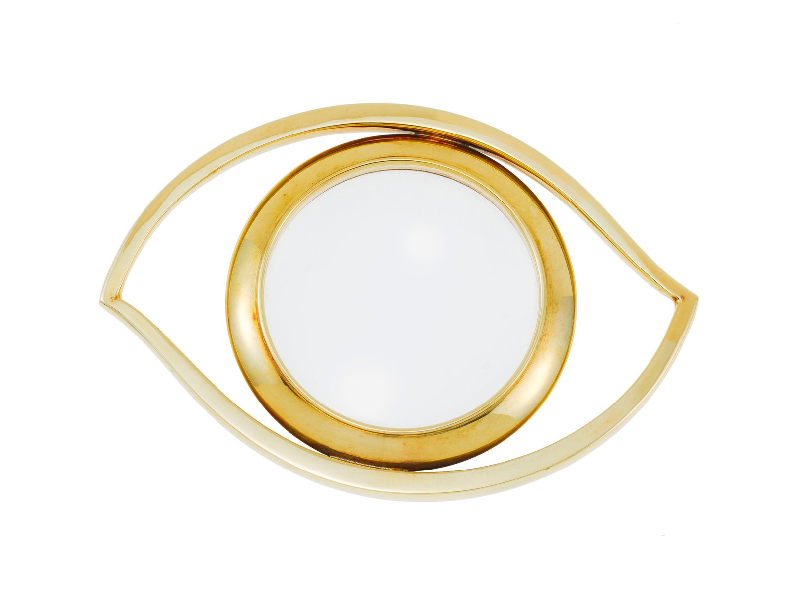 Hermès, loupe œil en métal plaqué or, écrin, 7x10,5 cm: Hermès, loupe œil en métal plaqué or, écrin, 7x10,5 cm