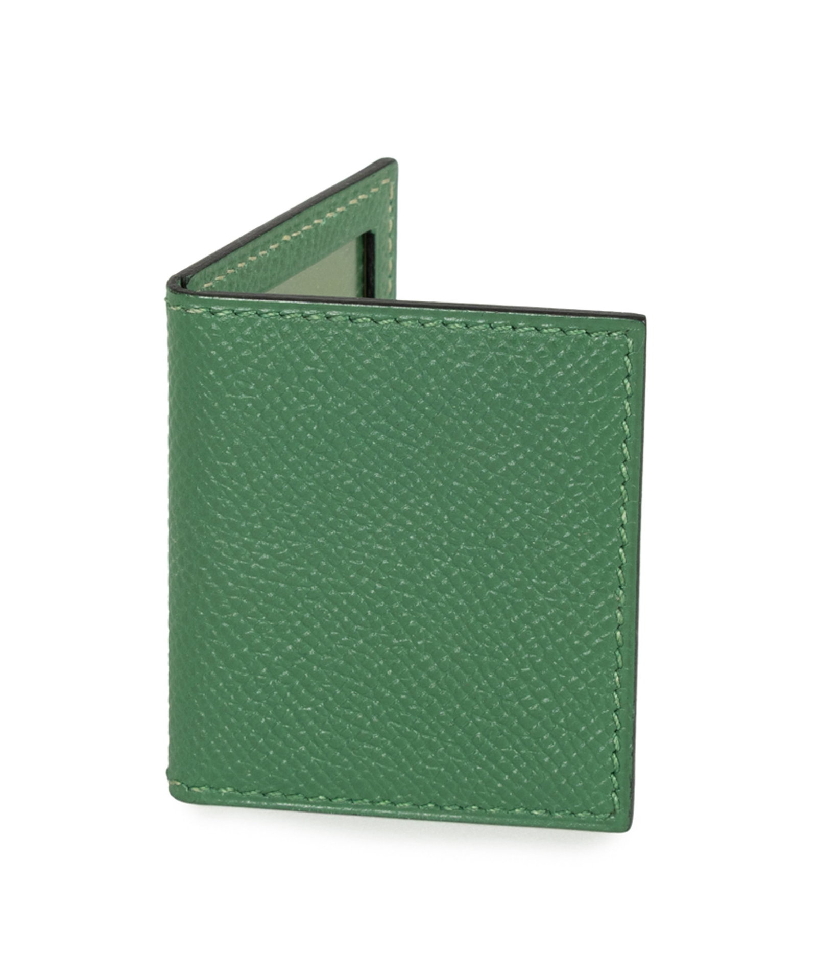 Hermès, porte photo en cuir Epsom vert, pour deux photos 4,5x3,5 cm, fermé 6x5 cm - 2