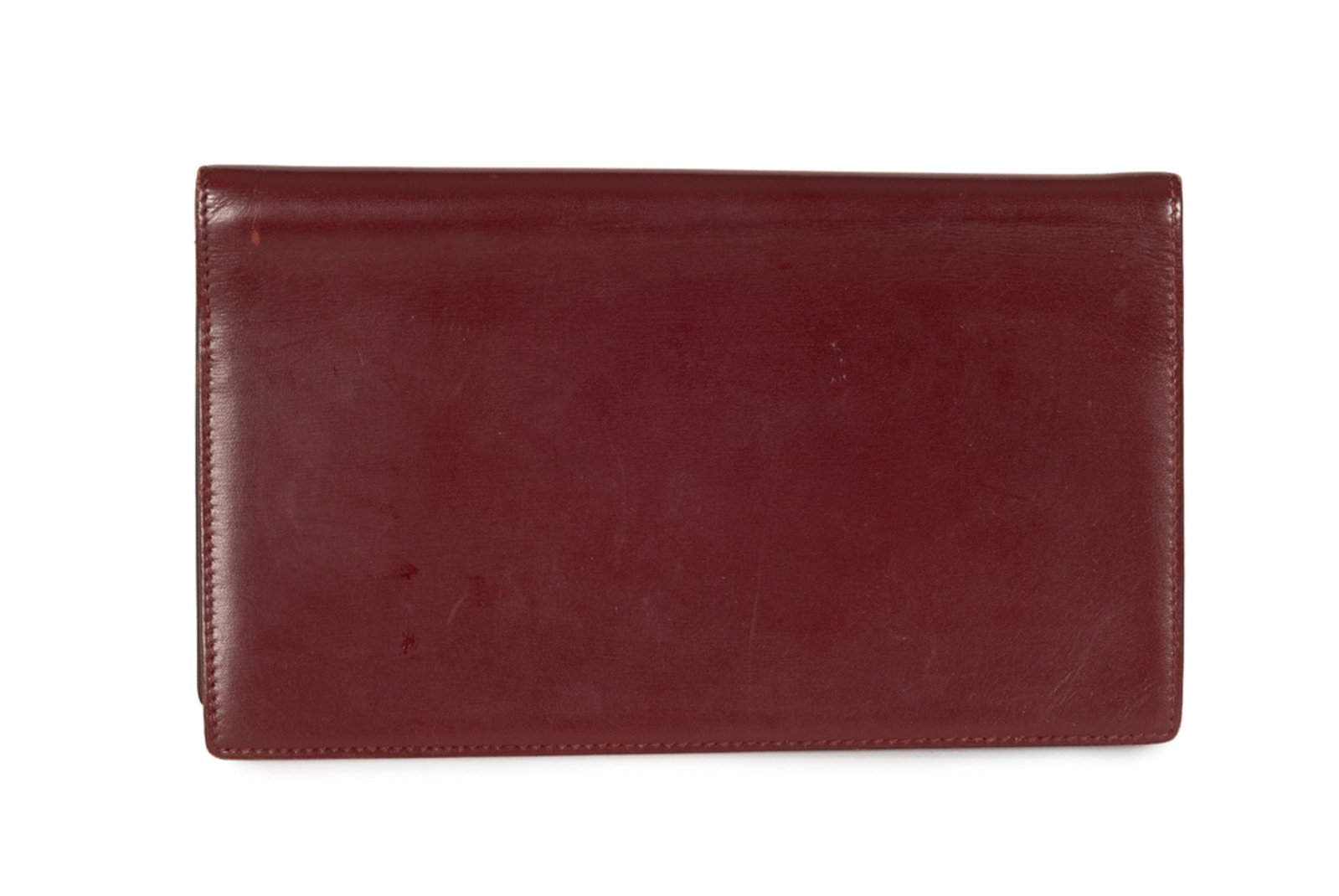 Hermès, porte chéquier en cuir box bordeaux, intérieur avec 2 poches pour feuilles, 1: Hermès, porte chéquier en cuir box bordeaux, intérieur avec 2 poches pour feuilles, 17x10 cm