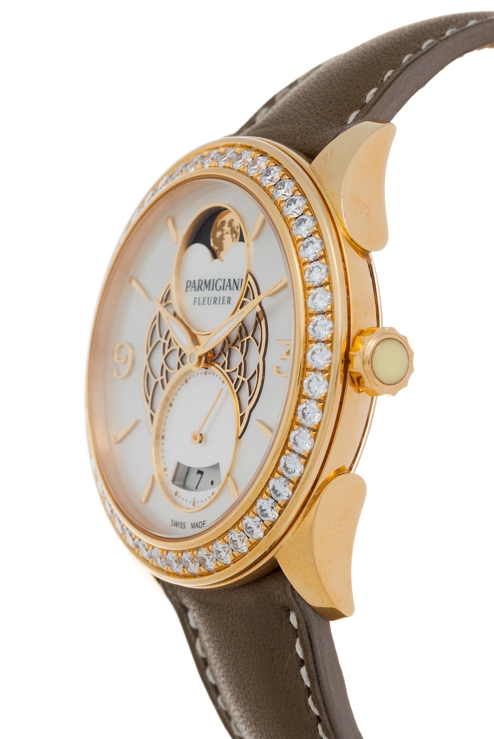 Parmigiani, Tonda Selene, montre petite seconde en or rose 750 sertie de diamants et ornée d'un - 2