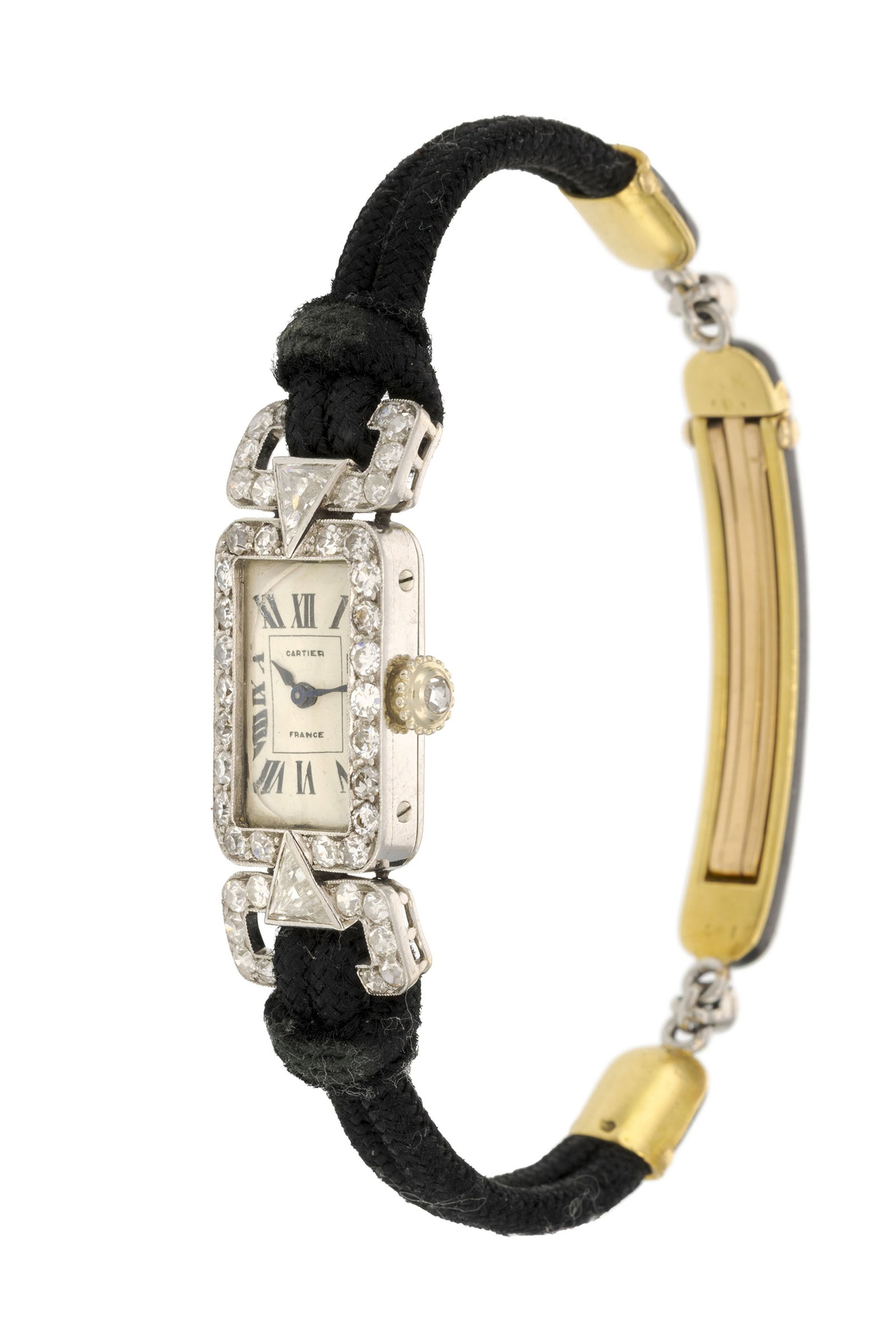 Cartier, montre Art Déco en platine sertie de diamants Mouvement: mécanique, 17 rubis  - 2