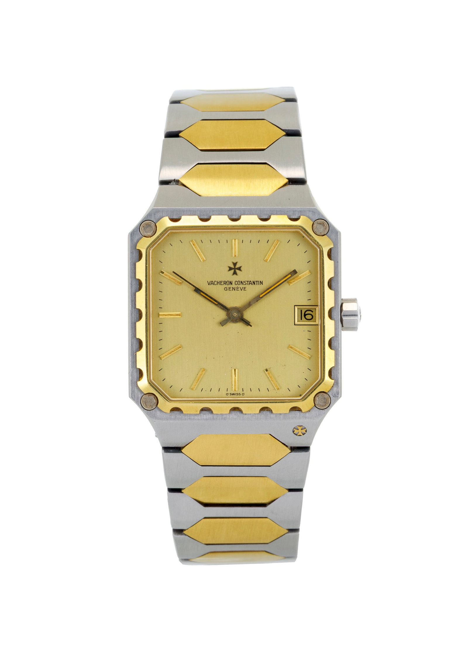 Vacheron Constantin, 222, réf. 46004, montre-bracelet en acier et or, années 1980 Mouvem: Vacheron Constantin, 222, réf. 46004, montre-bracelet en acier et or, années 1980 Mouvement: cal. 1124, automatique, 33 rubis, n°692225 Boîtier: n°549482, larg. 31 mm Complica