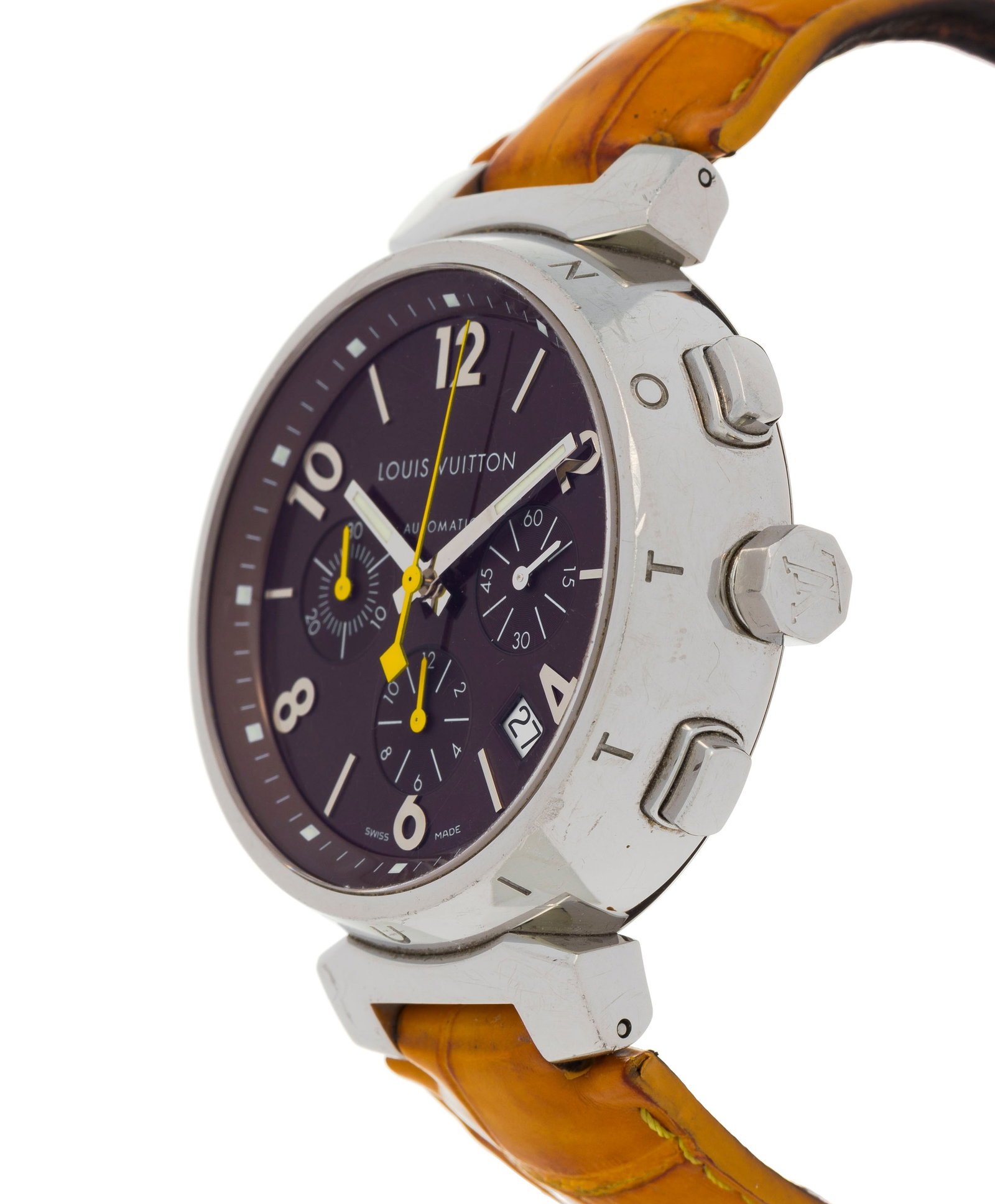 Louis Vuitton, Tambour, réf. Q1121, montre chronographe en acier Mouvement: cal. ETA 2894-2,  - 2