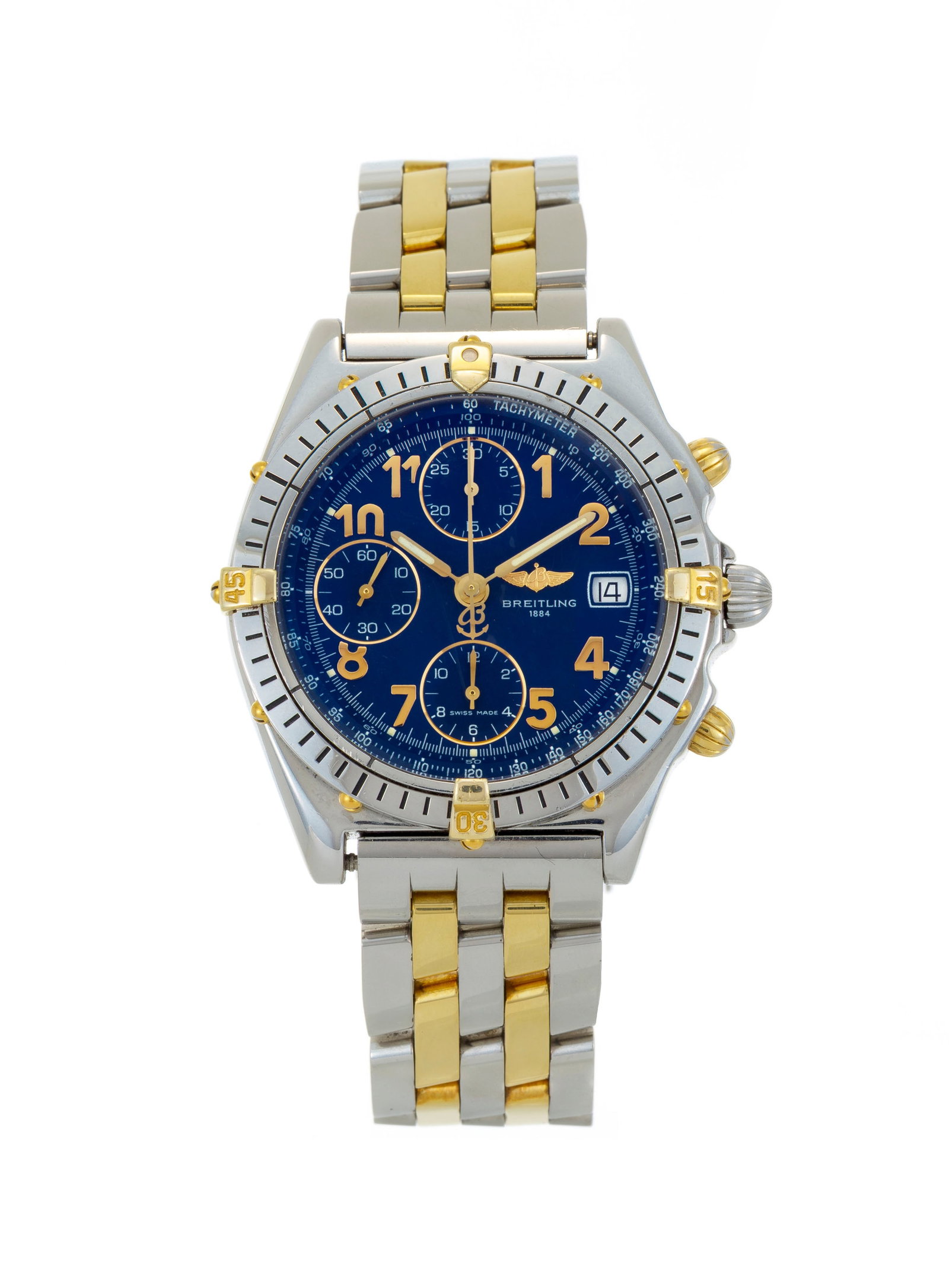 Breitling, Chronomat, réf. B13050, montre-bracelet en acier Mouvement: cal. ETA 7750, automat: Breitling, Chronomat, réf. B13050, montre-bracelet en acier Mouvement: cal. ETA 7750, automatique, 17 rubis Boîtier: n°1 03772, diam. 39 mm, lunette tournante unidirectionnelle