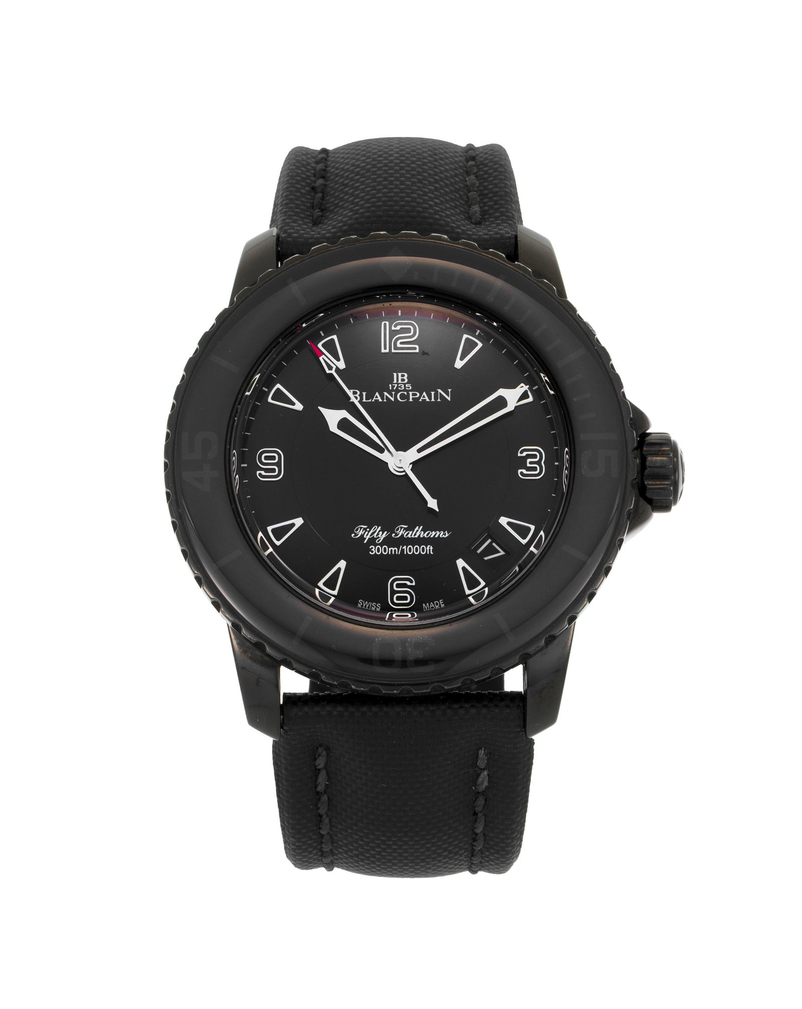 Blancpain, Fifty Fathom Dark Knight, montre en acier et PVD noir avec indication de la date Mouve: Blancpain, Fifty Fathom Dark Knight, montre en acier et PVD noir avec indication de la date Mouvement: cal. 1315, automatique, 35 rubis Boîtier: n°569, diam. 45 mm, lunette tournante