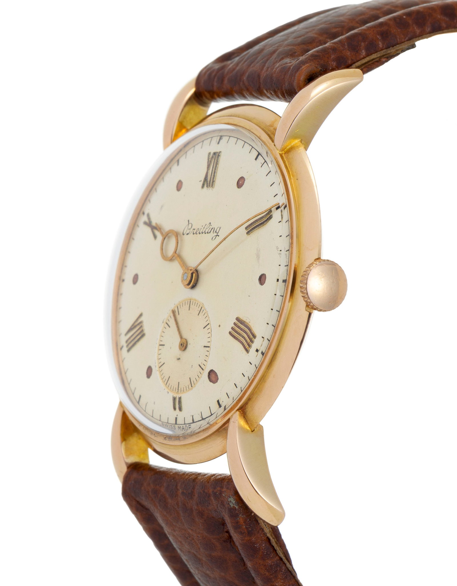 Breitling, montre petite seconde en or rose 750 Mouvement: mécanique, 15 rubis Boîtier - 2