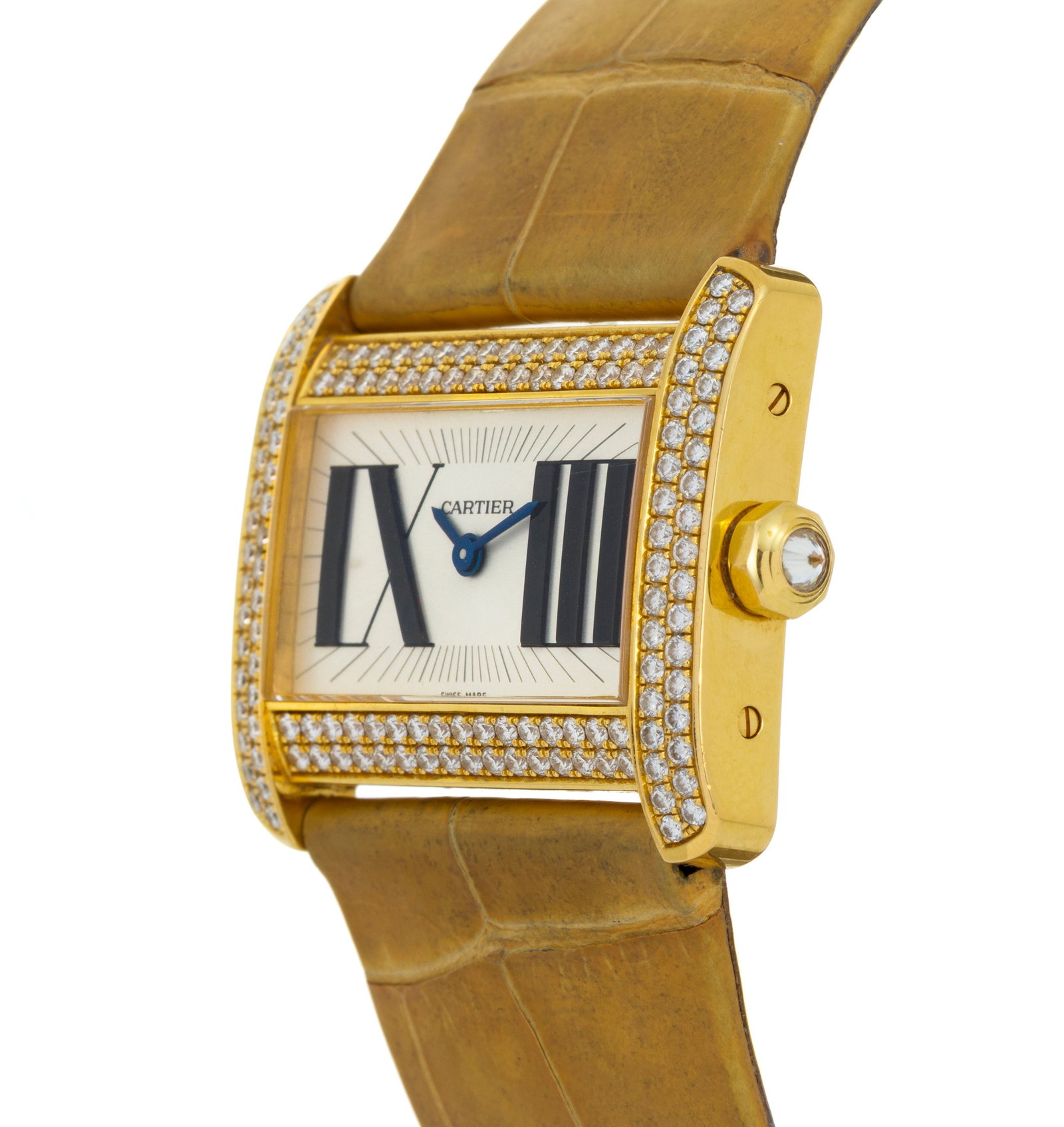 Cartier, Tank Divan, réf. 2601, montre en or 750 sertie de diamants Mouvement: cal. 157, quar - 2