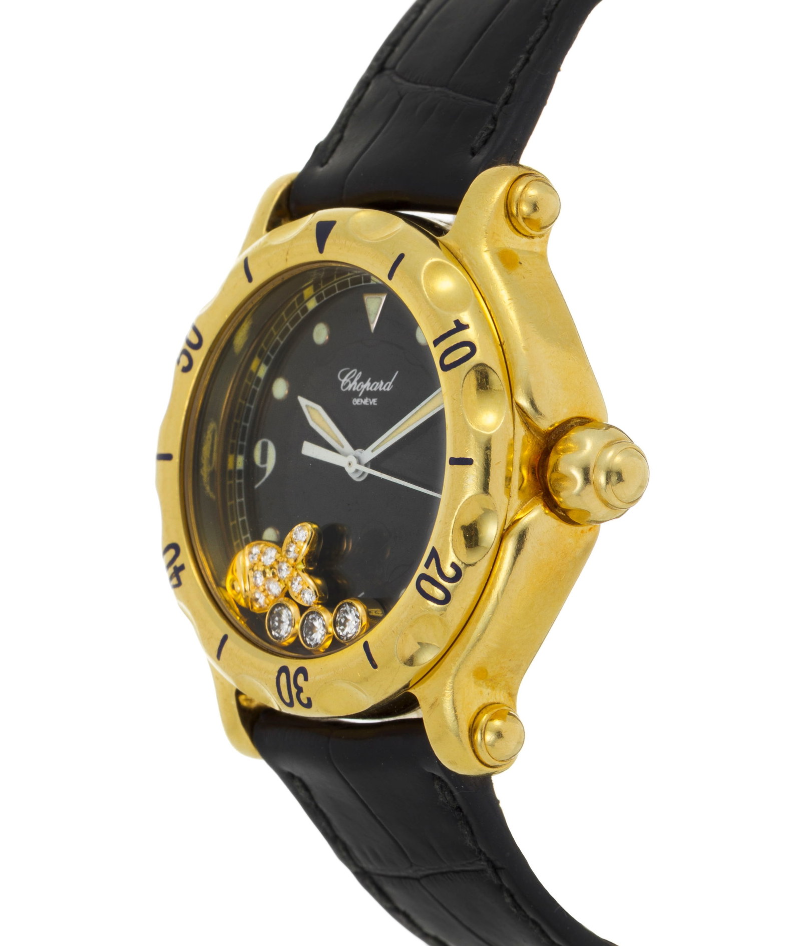 Chopard, Happy Sport, réf. 8347, montre en or 750 ornée d'un poisson et de diamants mobile - 2