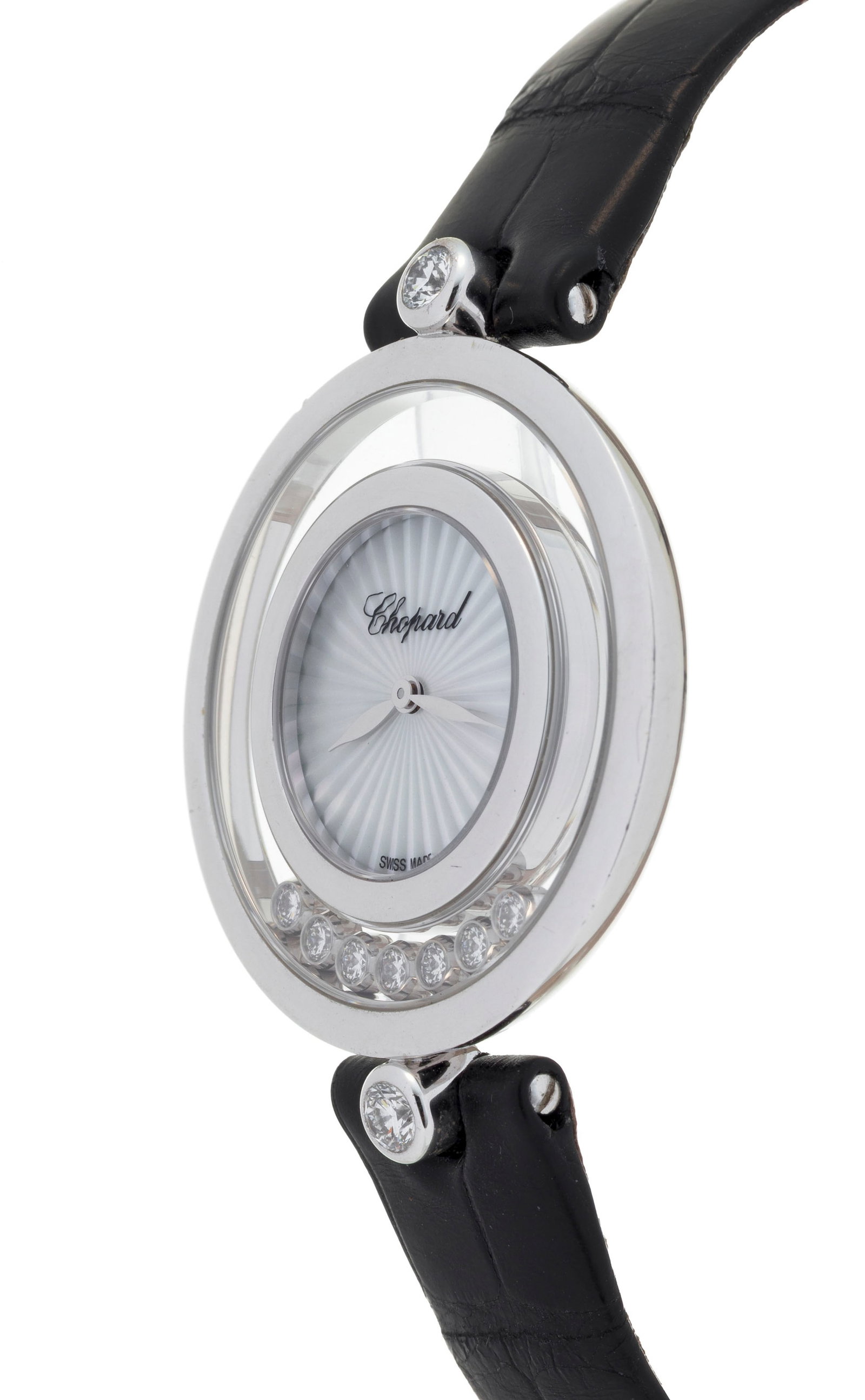 Chopard, Happy Diamonds, réf. 4596, montre en or gris 750 ornée d'un cadran en nacre et se - 2