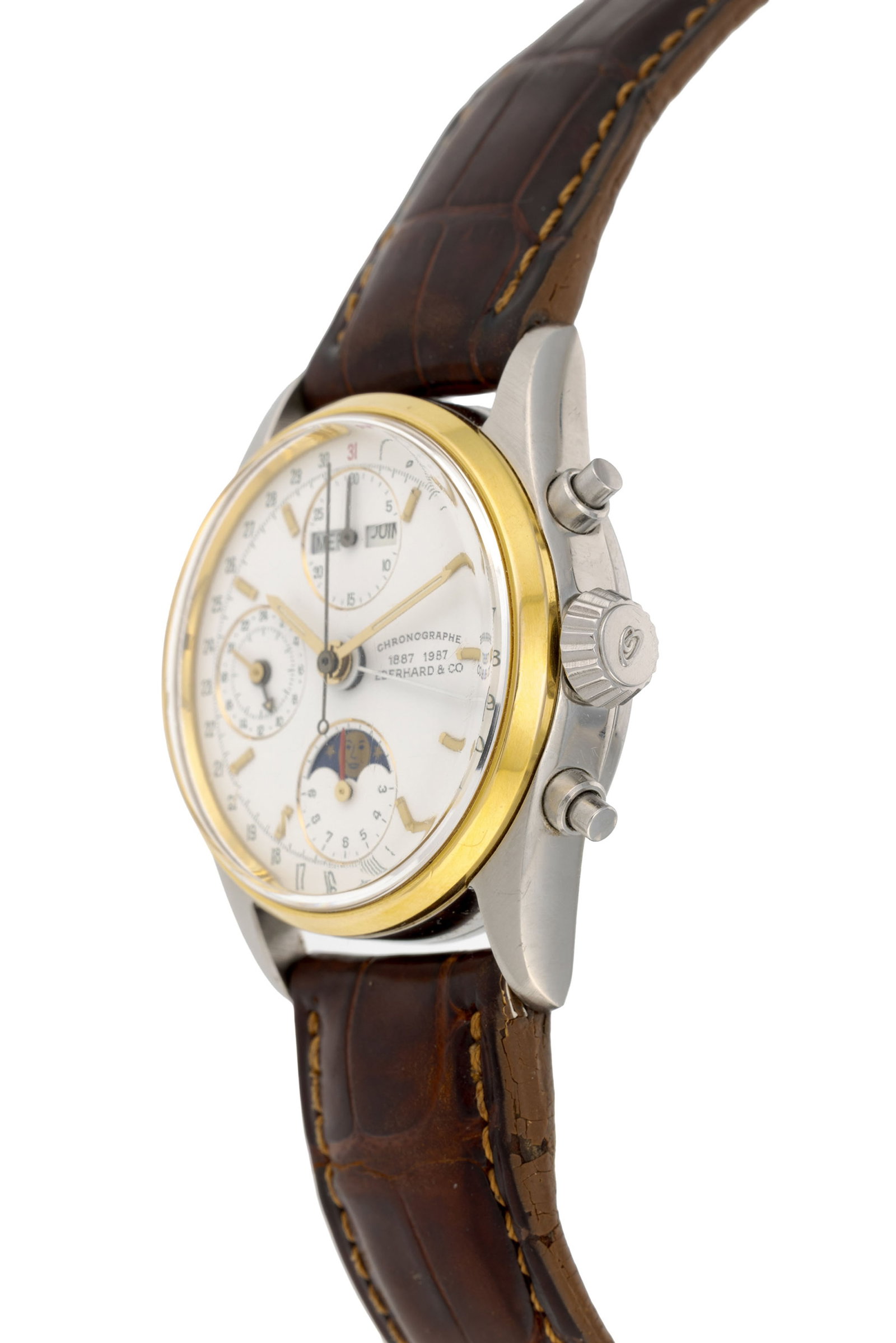 Eberhard & Co, Navy Master, montre chronographe en acier bicolore avec calendrier et phases de lune  - 2