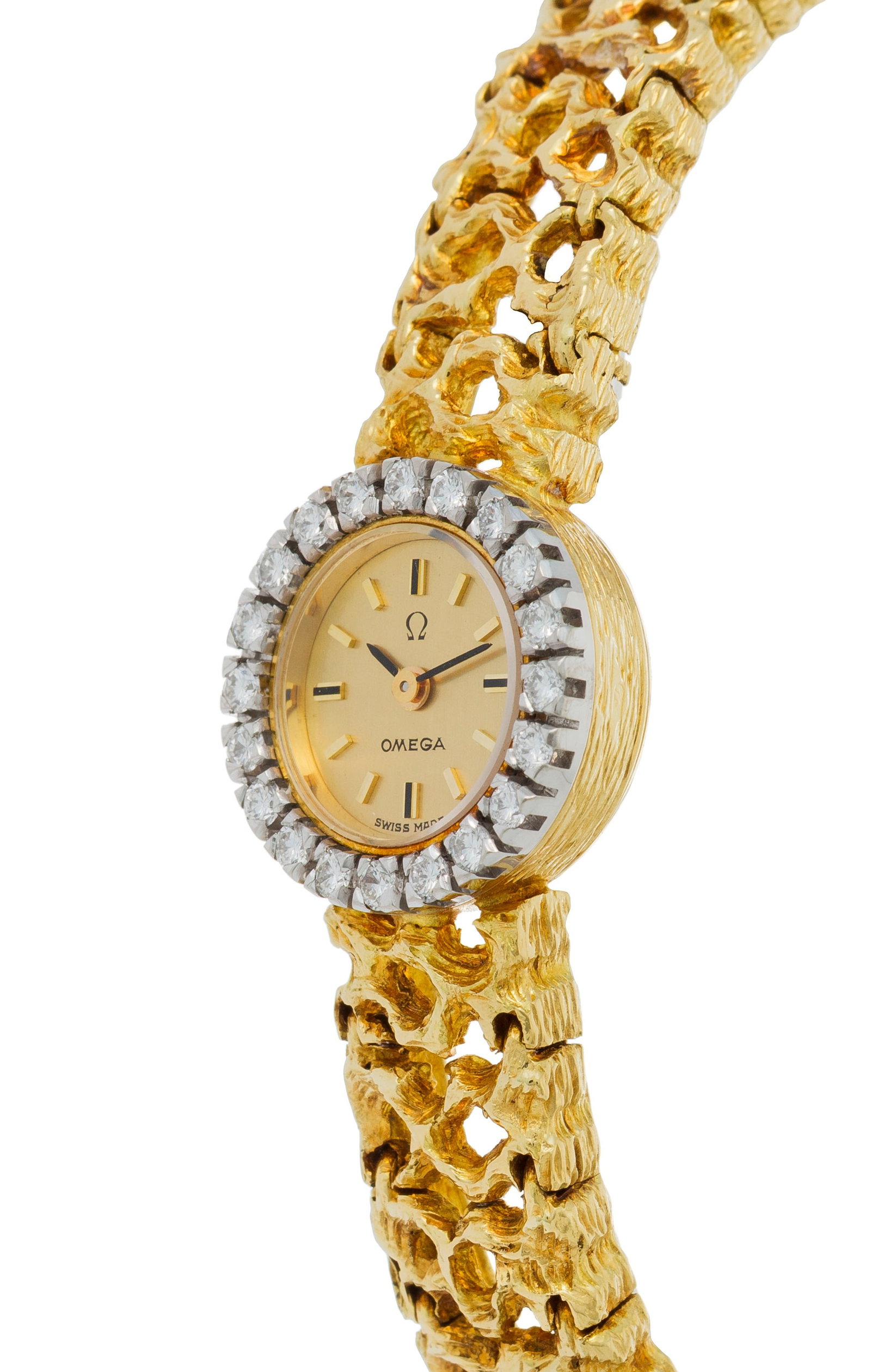 Gilbert Albert pour Omega, montre-bracelet 2 ors 750 sertie de diamants Mouvement: mécanique  - 2