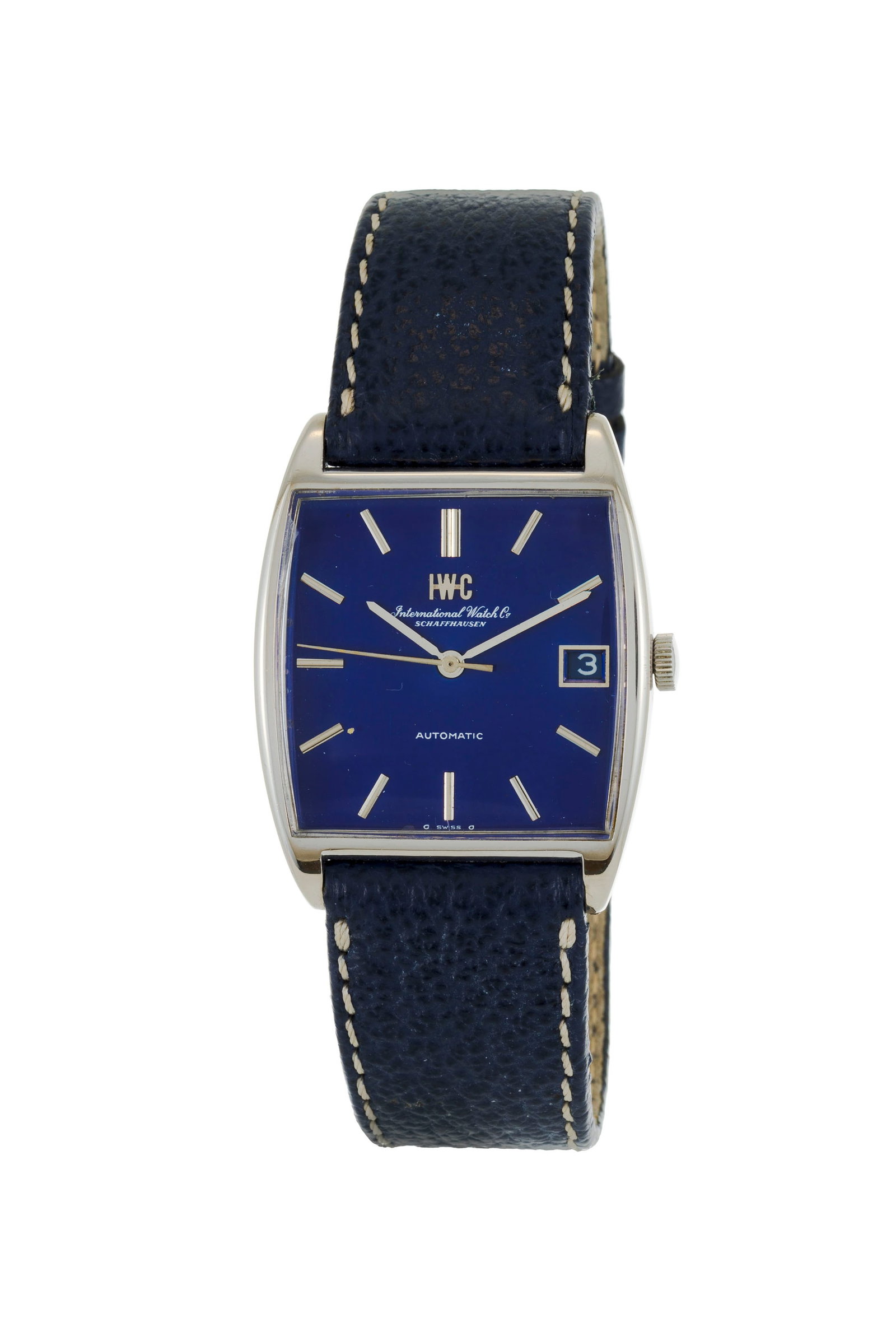 IWC, réf. 2471, montre en or gris 750 avec indication de la date, années 1970 Mouvement:: IWC, réf. 2471, montre en or gris 750 avec indication de la date, années 1970 Mouvement: cal. 3254, automatique, 34 rubis, n°2210704 Boîtier: n°2153820, larg. 31 mm Complicati