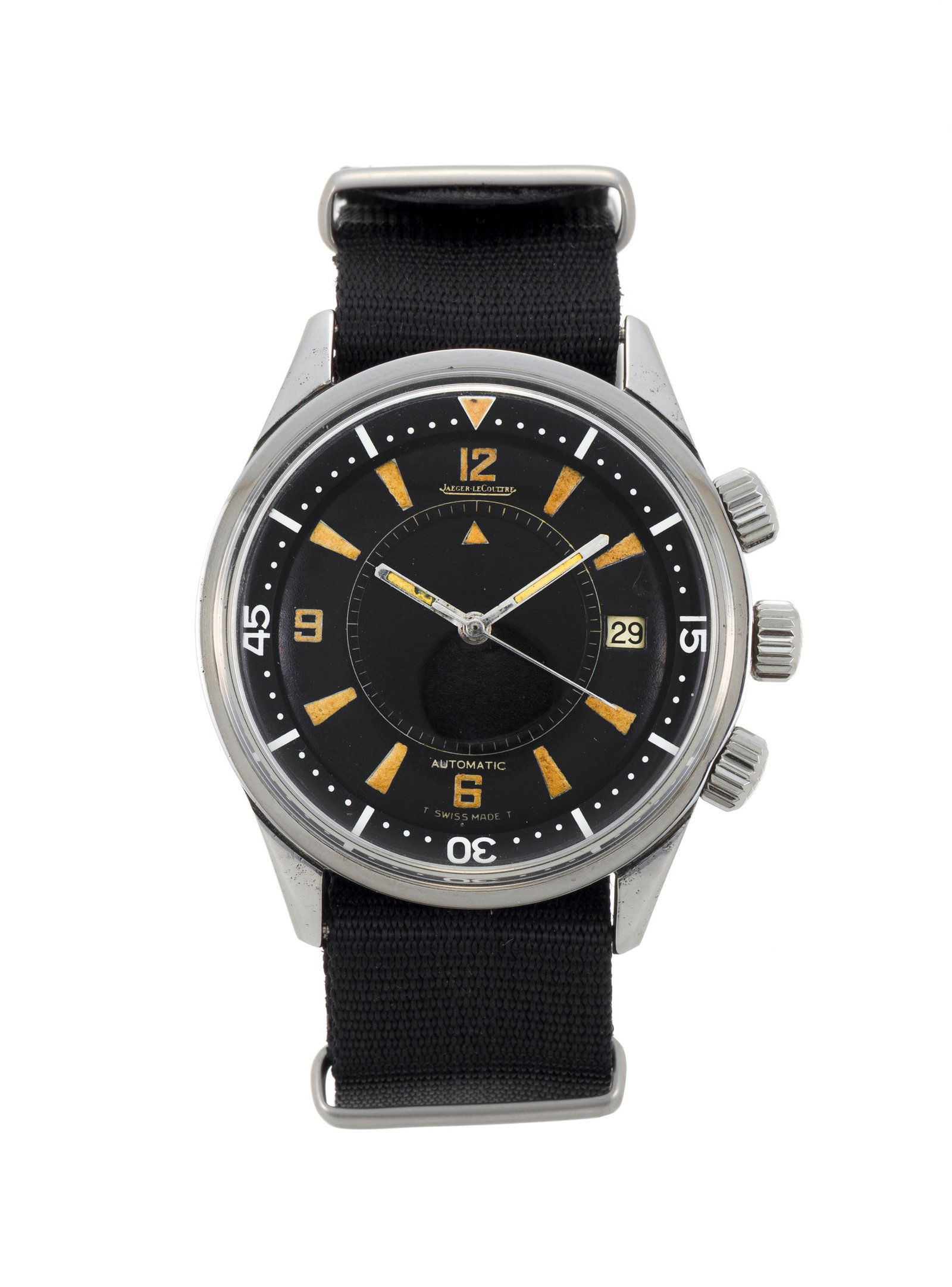 Jaeger-LeCoultre, Memovox "Polaris", réf. E 859, montre en acier avec alarme, années 1960 : Jaeger-LeCoultre, Memovox "Polaris", réf. E 859, montre en acier avec alarme, années 1960 Mouvement: cal. 825, automatique, 17 rubis, n°1510887 Boîtier: n°129754, diam. 42
