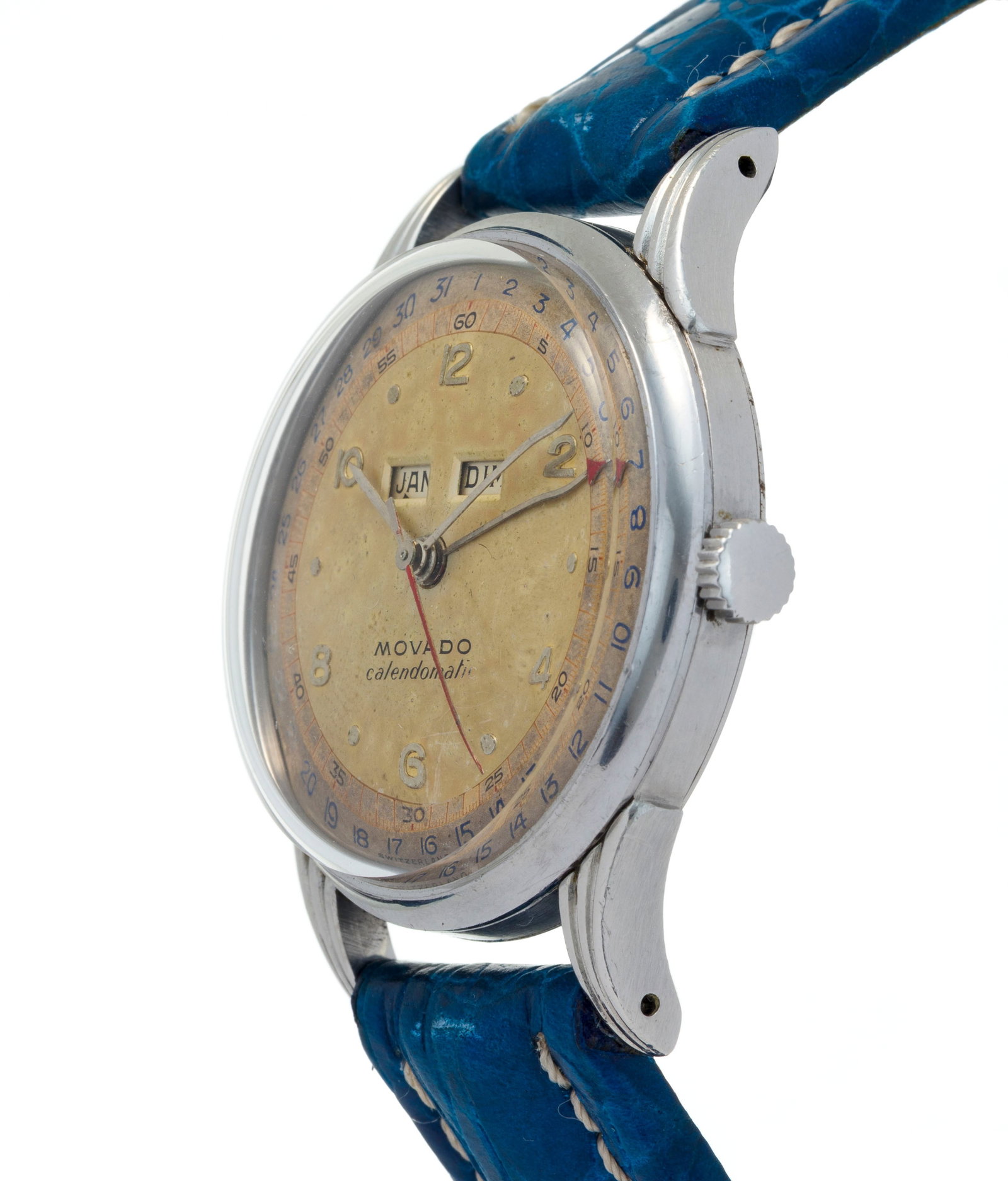 Movado, réf. 16207, montre en acier avec calendrier, années 1940-50 Mouvement: méca - 2