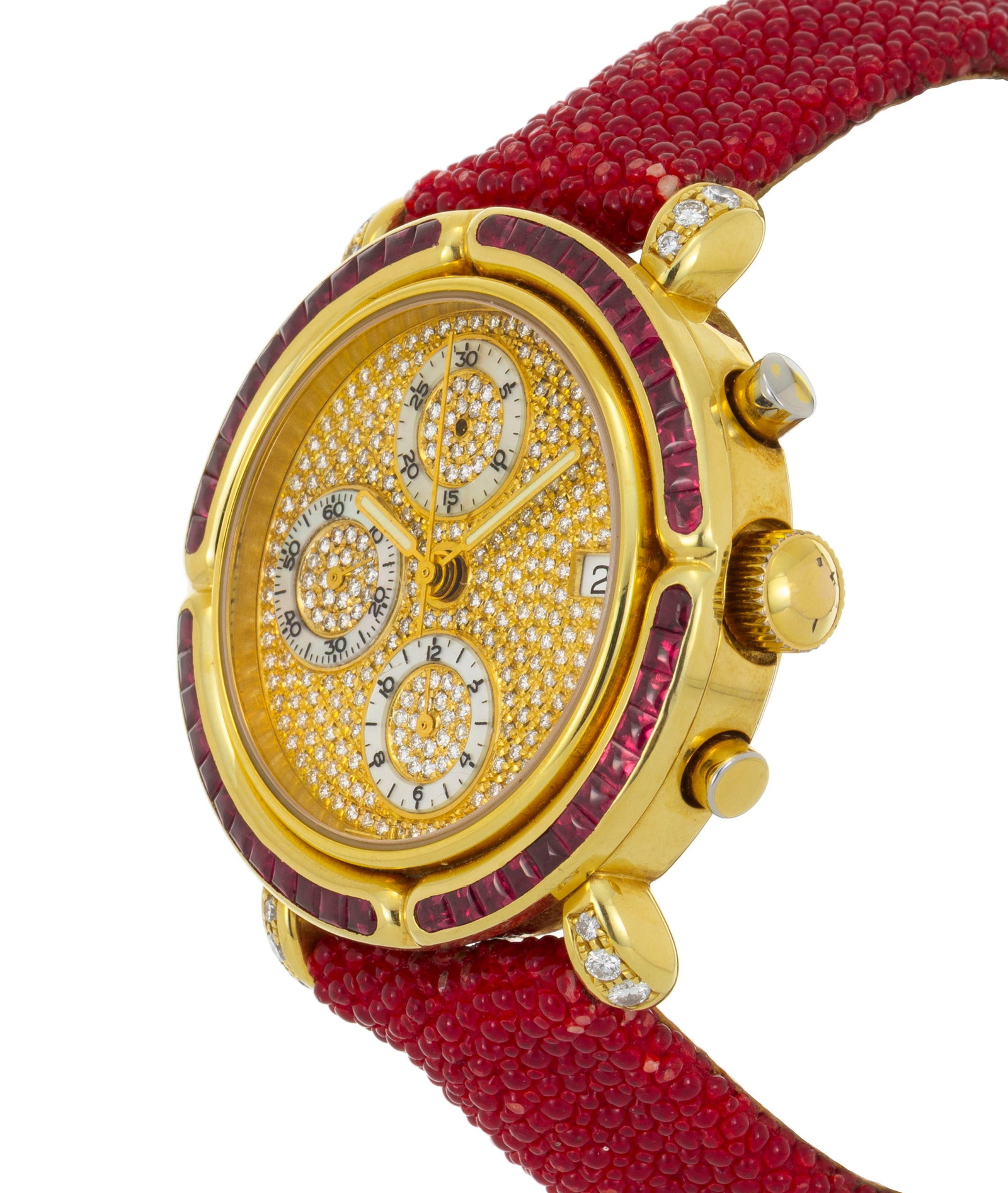 Nemesis, Pièce Unique, montre chronographe en or 750 sertie de diamants et de rubis Mouvemen - 2