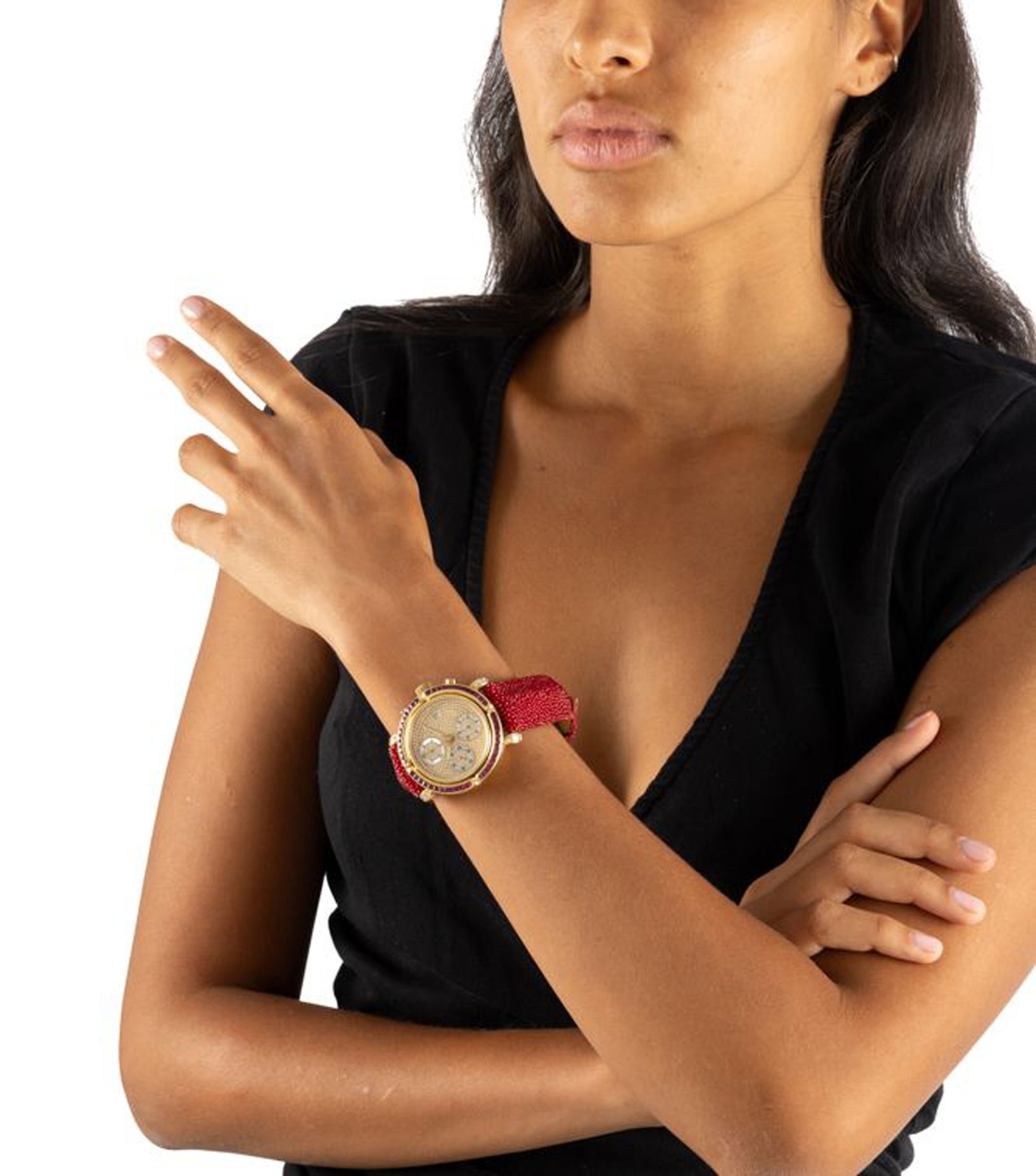Nemesis, Pièce Unique, montre chronographe en or 750 sertie de diamants et de rubis Mouvemen - 4