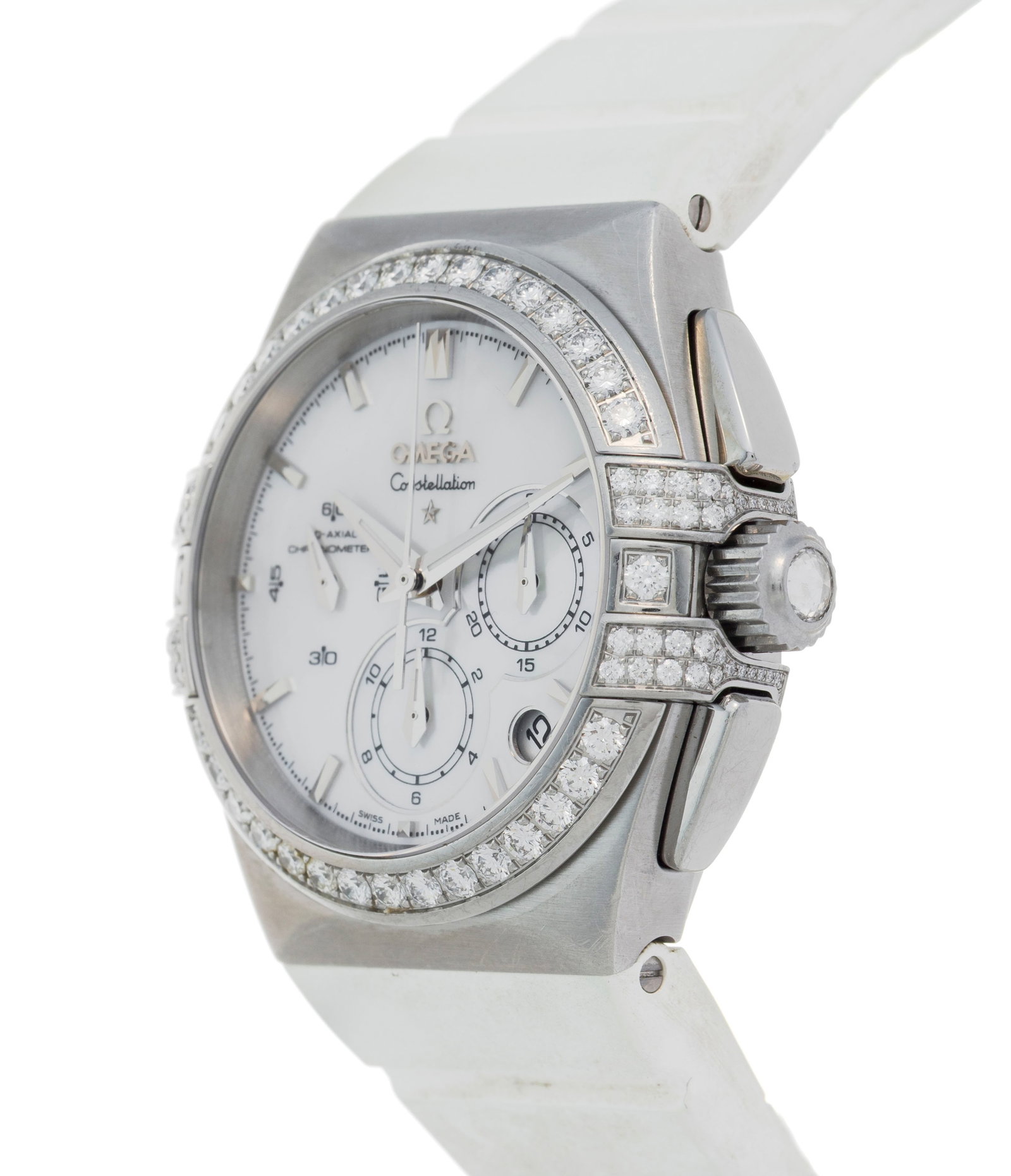 Omega, Constellation Double eagle, réf. 121.17.35.50.05.001, montre chronographe en acier orn&# - 2