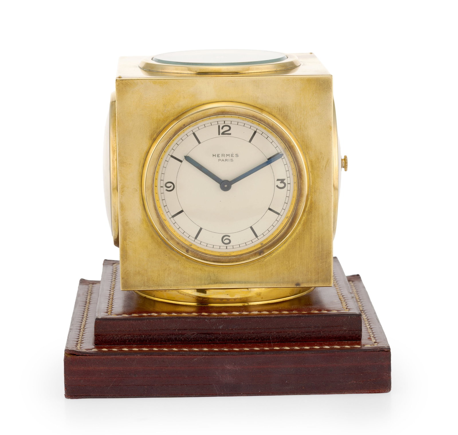 Paul Dupré-Lafon pour Hermès, "Compendium", pendulette de table cubique tournante avec cal - 2
