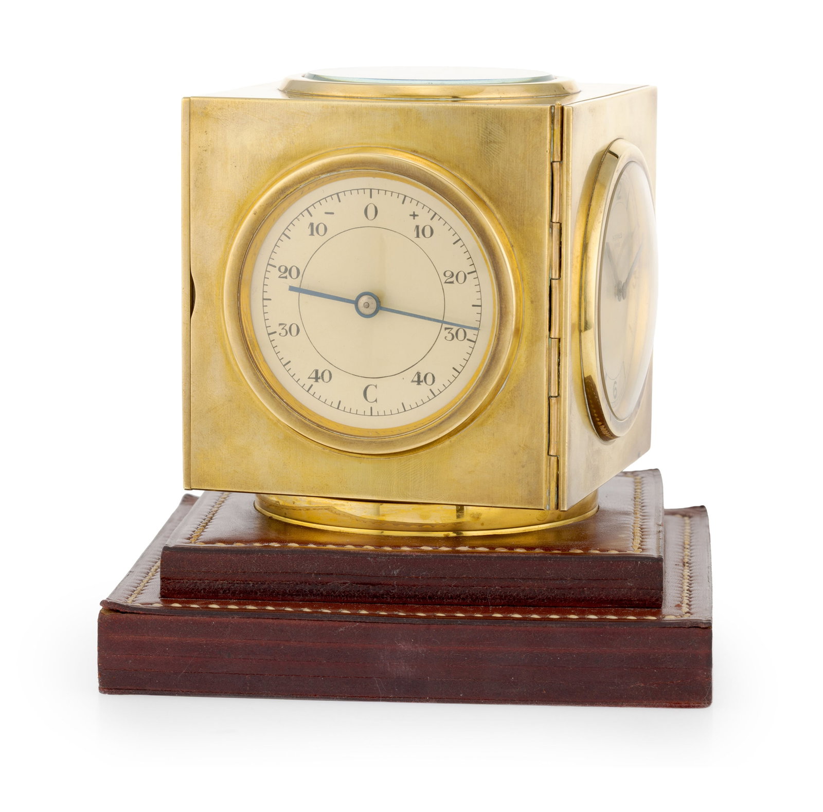 Paul Dupré-Lafon pour Hermès, "Compendium", pendulette de table cubique tournante avec cal - 3