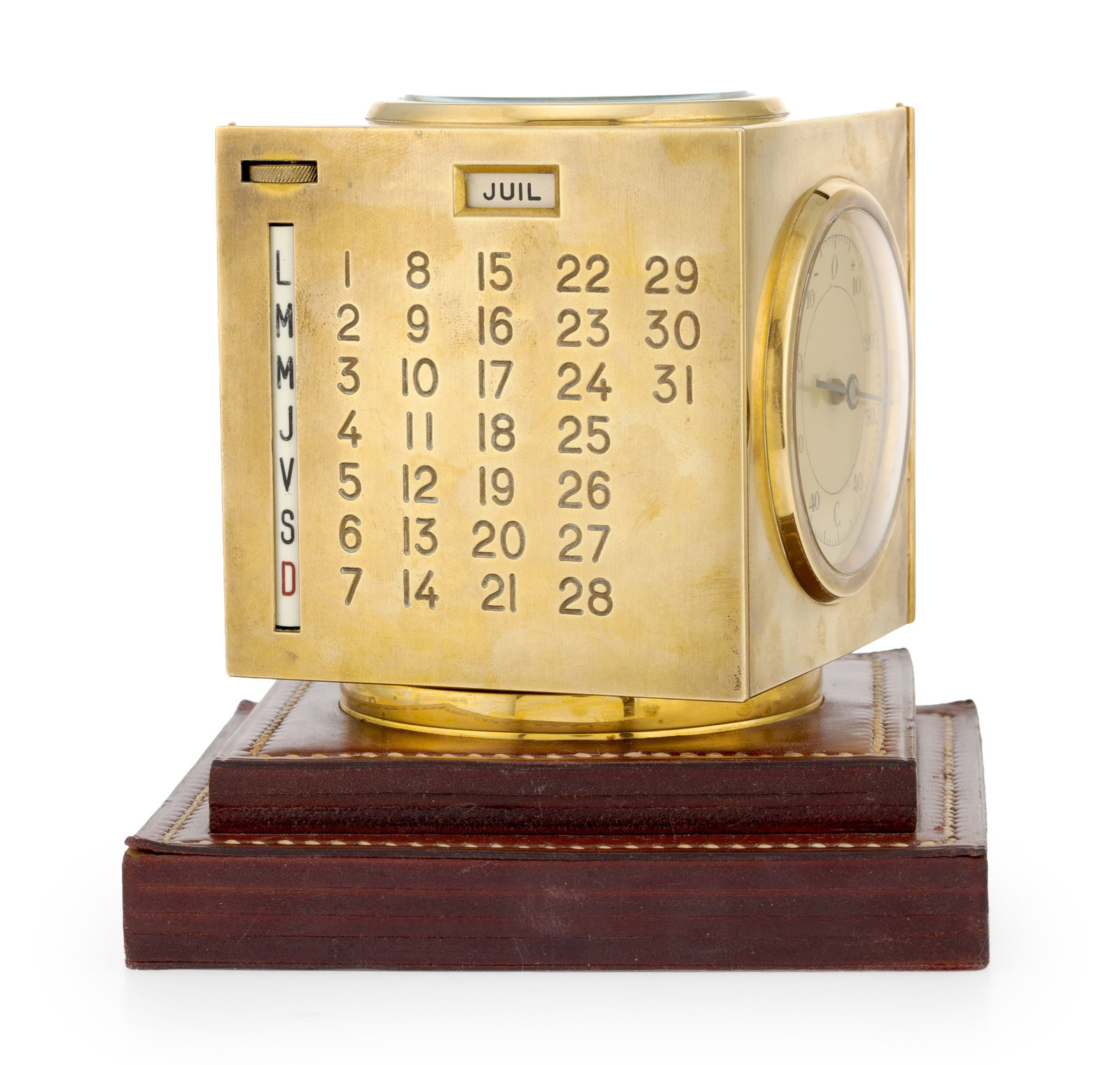 Paul Dupré-Lafon pour Hermès, "Compendium", pendulette de table cubique tournante avec cal - 4