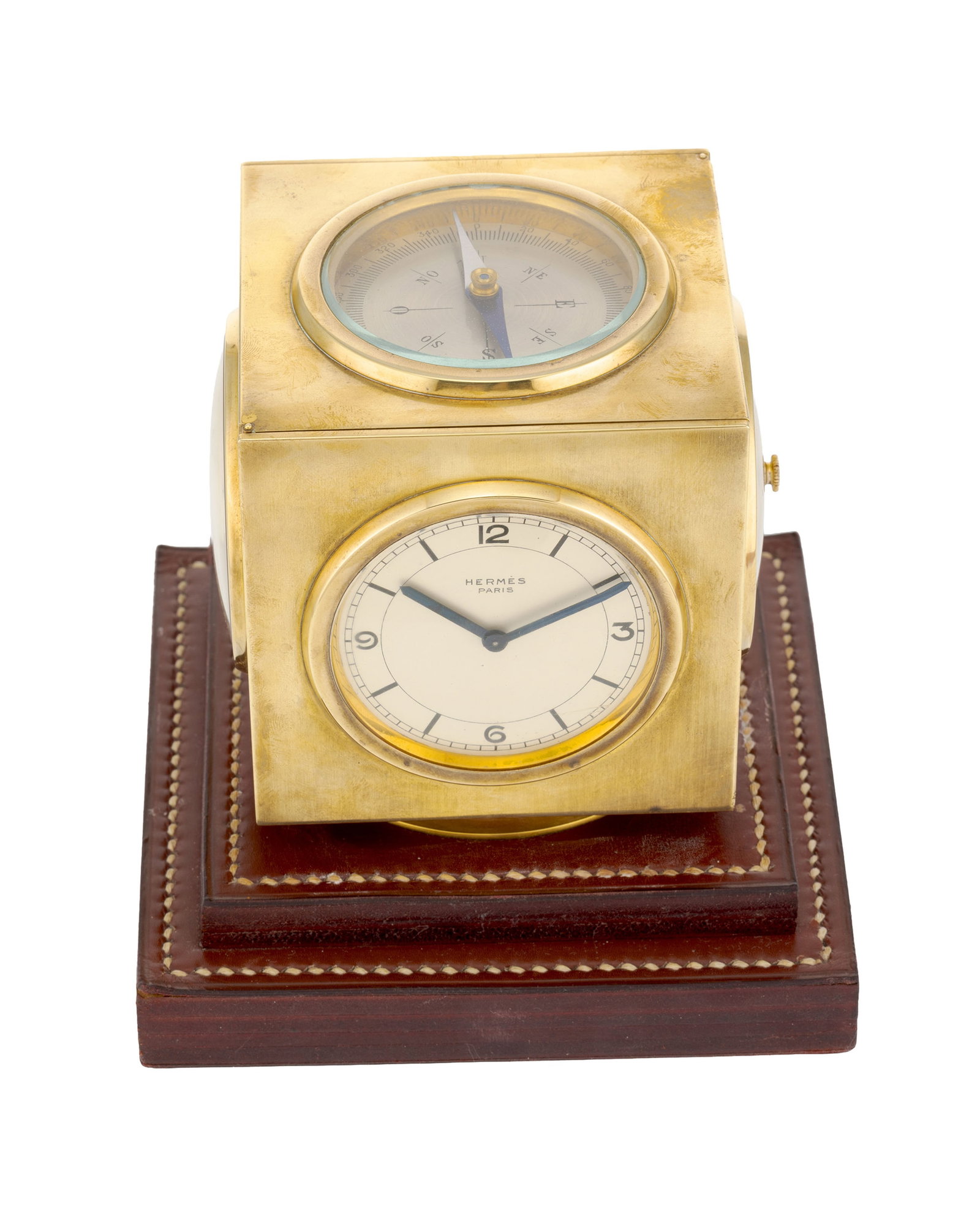 Paul Dupré-Lafon pour Hermès, "Compendium", pendulette de table cubique tournante avec cal - 5