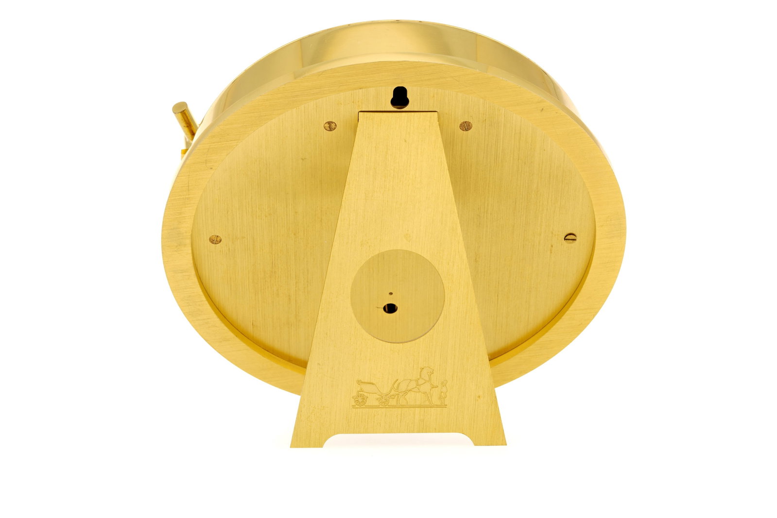 Hermès, pendulette de bureau en métal doré avec indication de la date Mouvement: qu - 3